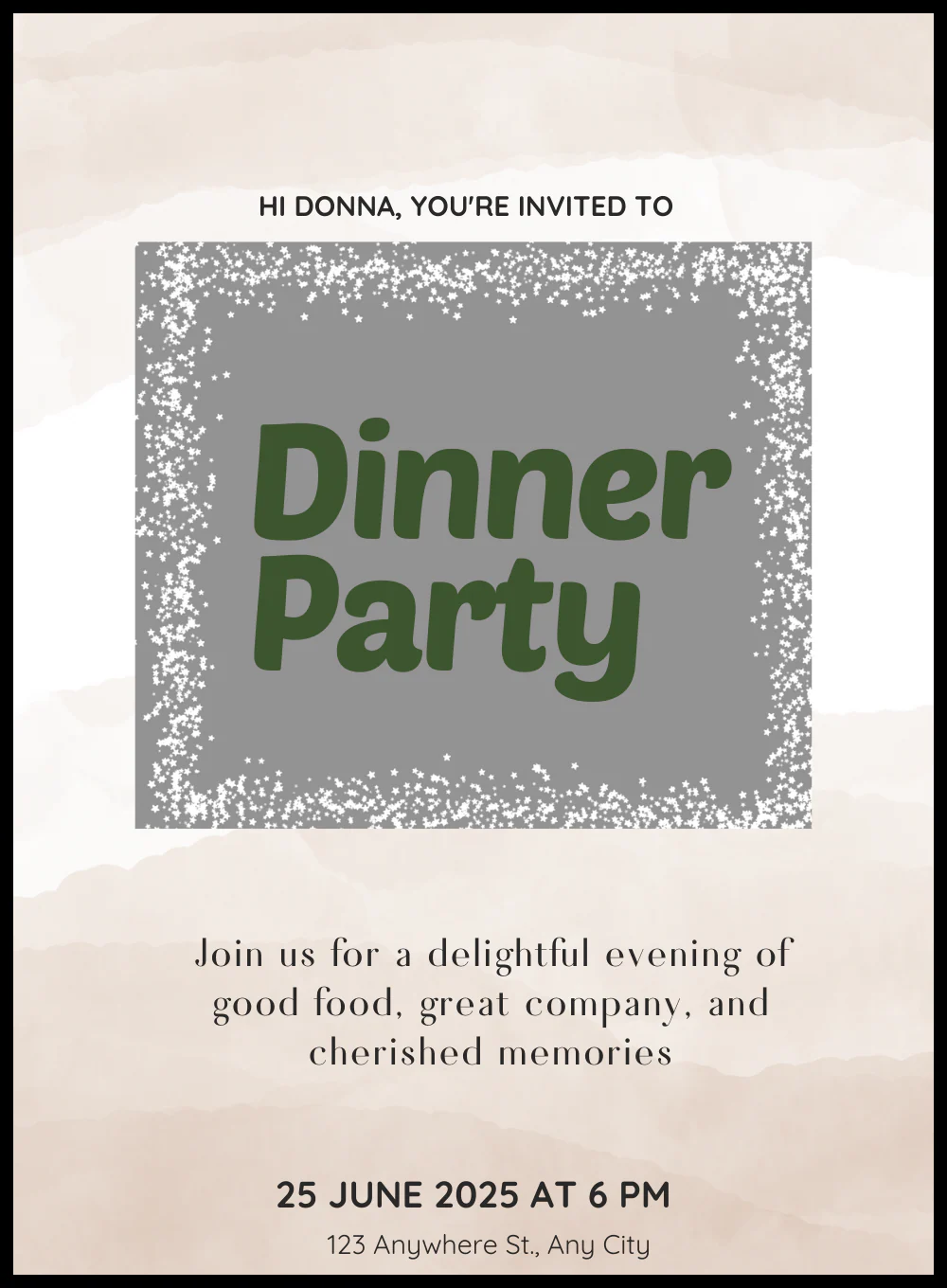 Grey Glitter Dinner Party Invitation-AADNI013