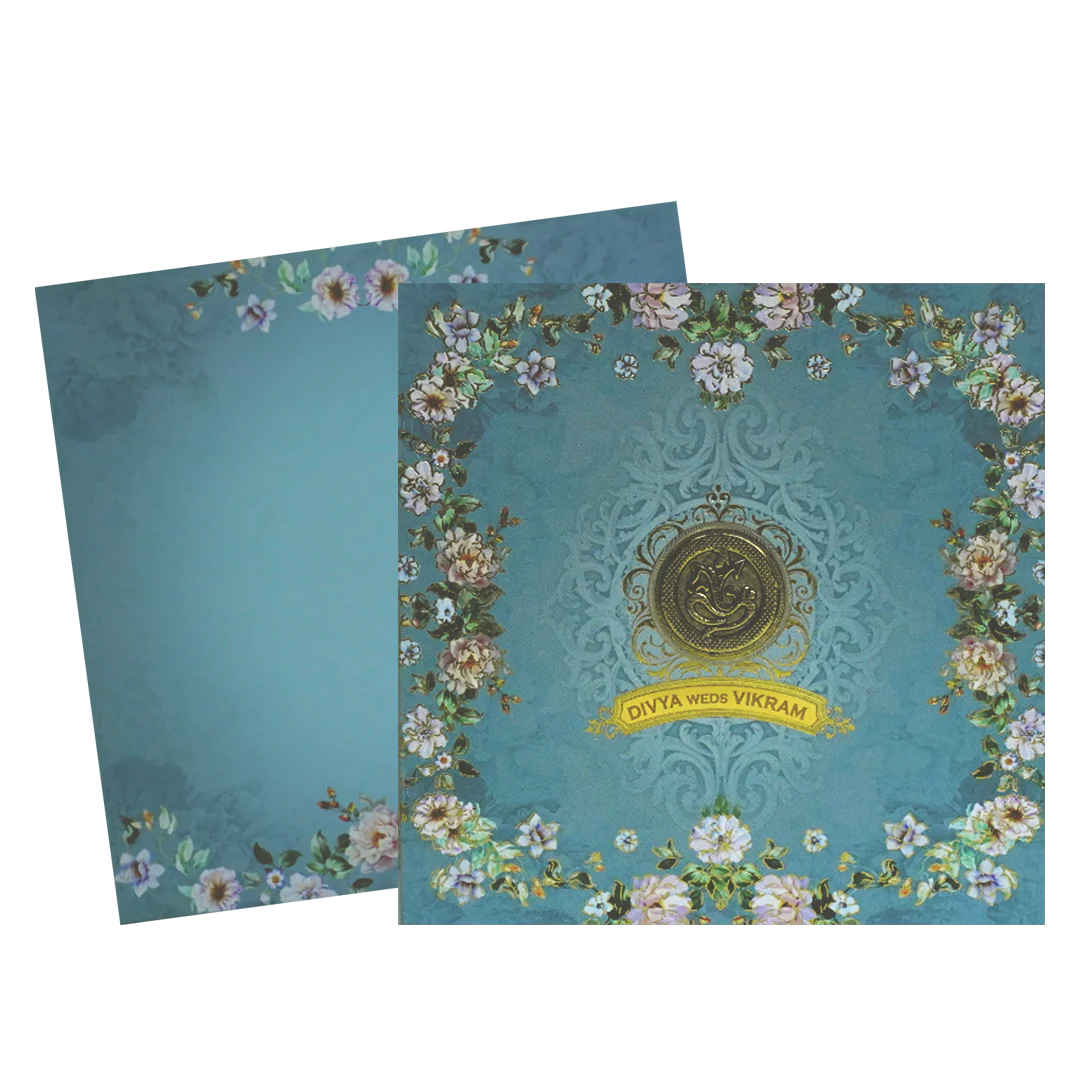 Greyish Blue Wedding Invitation-KNKD8106 - Image 2
