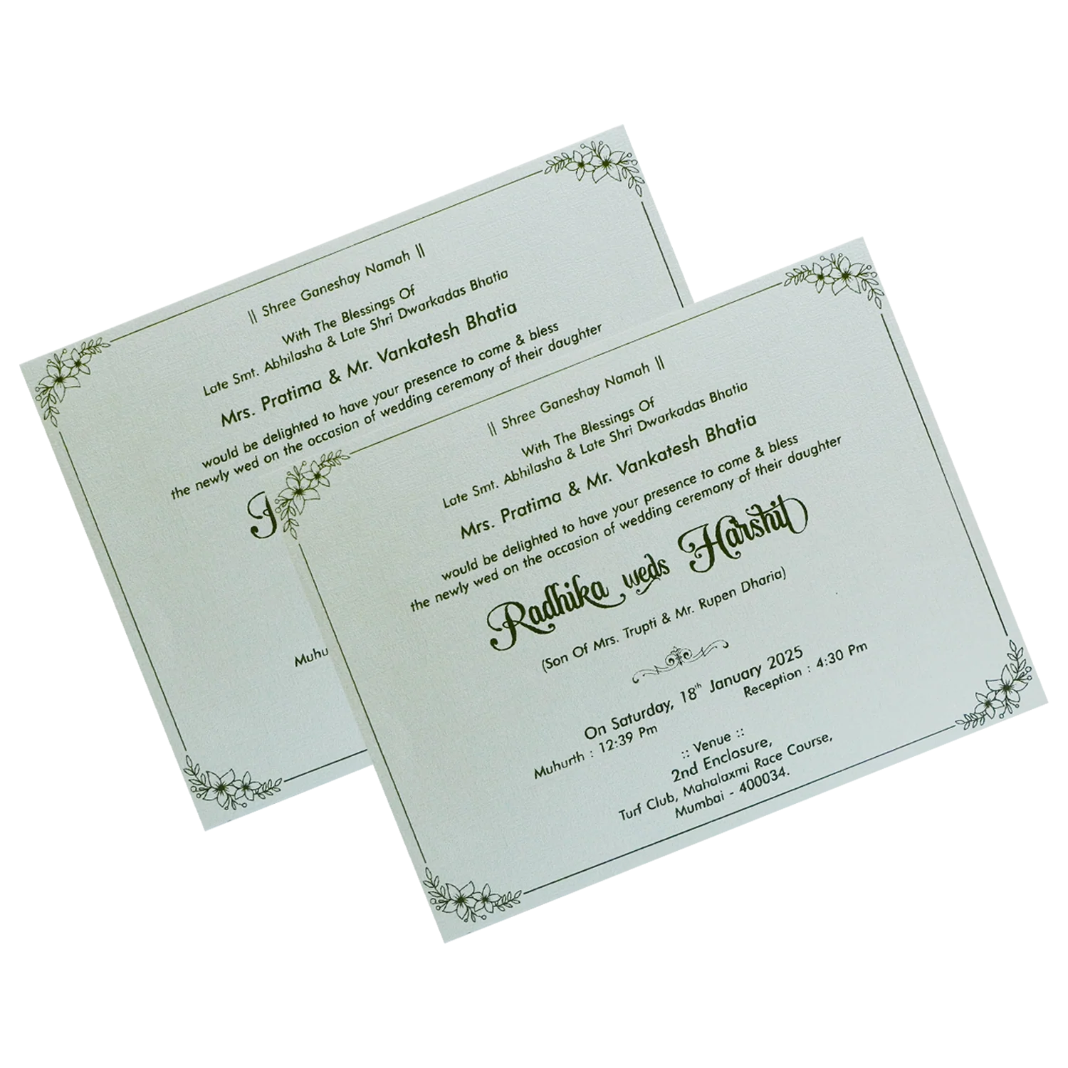 Greyish Green Floral Invitation-KSI12250 - Image 5