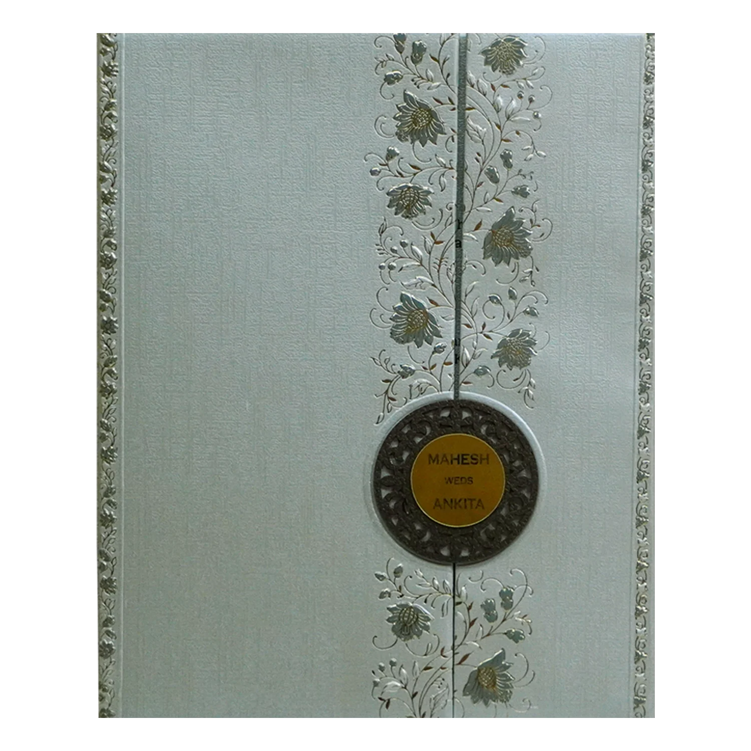 Greyish Green Padded Wedding Card-KSI12230 - Image 3