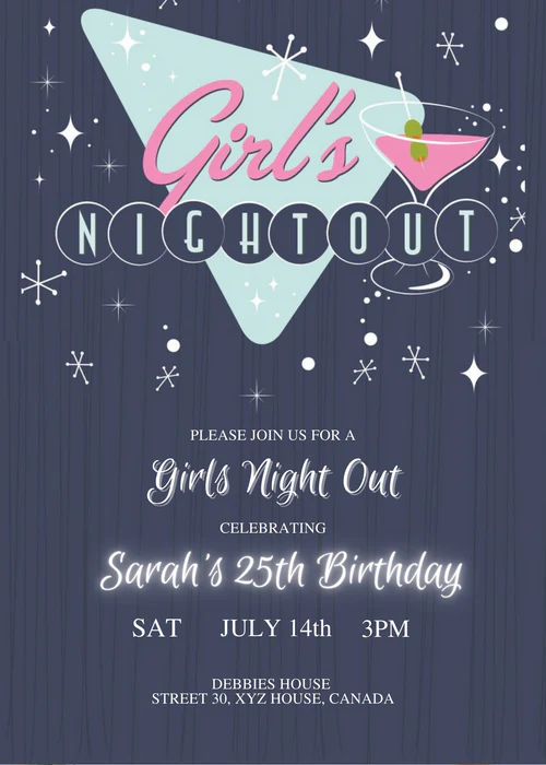 Grey Sisterhood Girls Night Invitation-AAGNI002 - Image 2