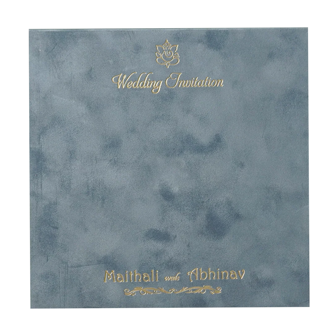 Grey Floral Padded Wedding Card-KMMWD1159 - Image 4