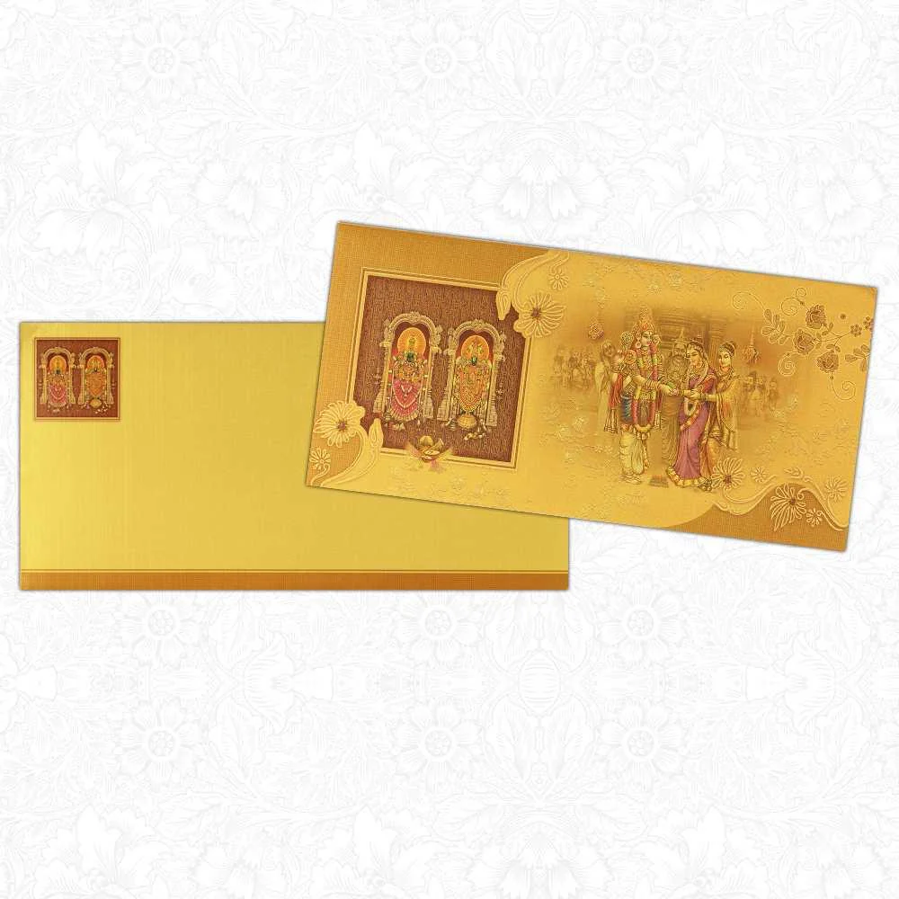 Yellow Balaji Padmavathi Invitation Card-KNK4916