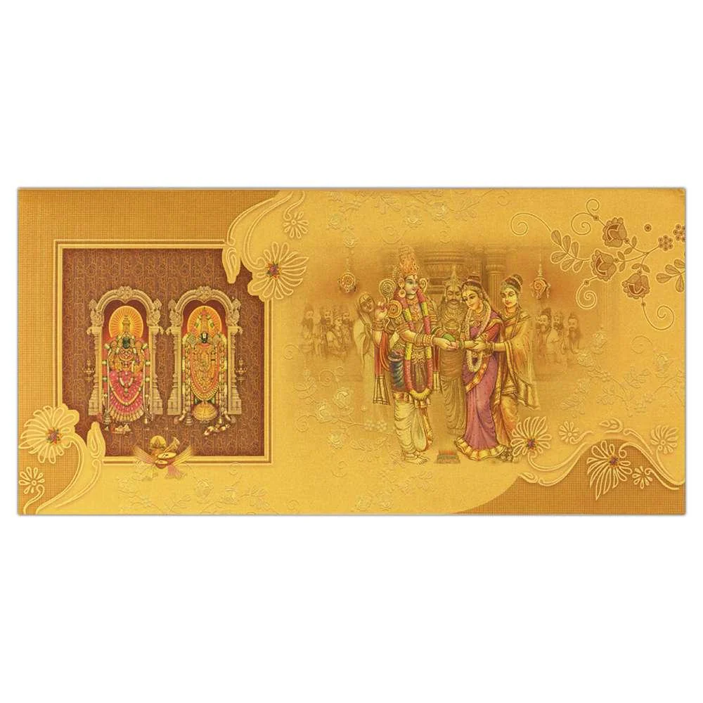 Yellow Balaji Padmavathi Invitation Card-KNK4916 - Image 2