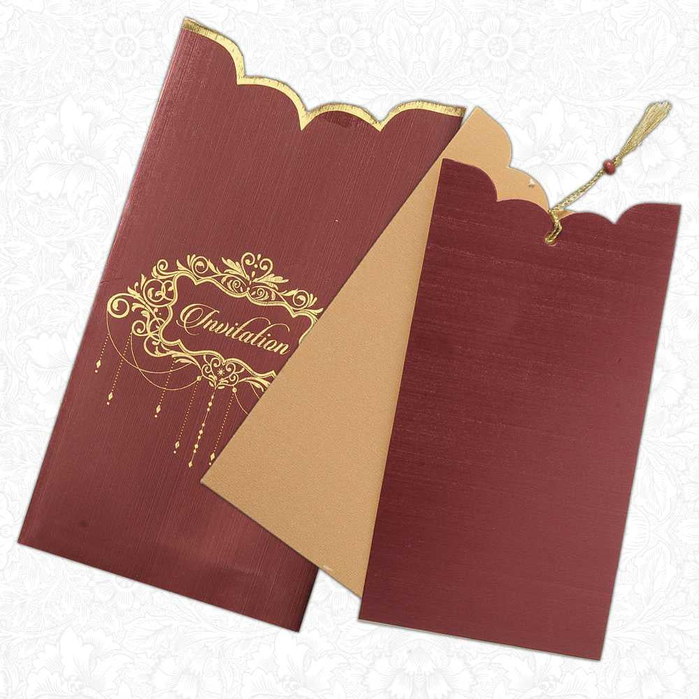 Invitation Card - Brown Designer Wedding Invitation Card-KNK1261
