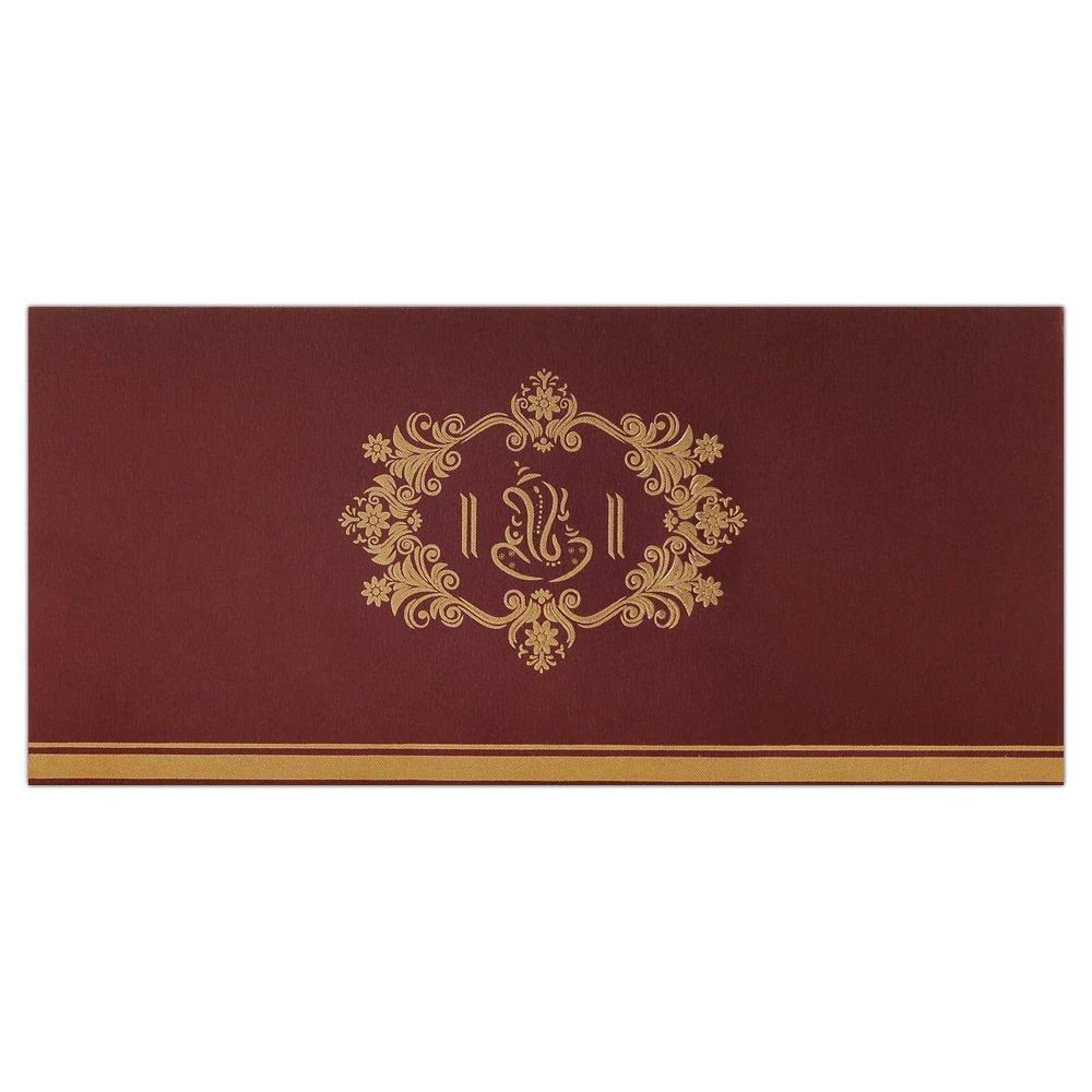 Maroon Ganesha Personal Invitation Card-KNK1815 - Image 2