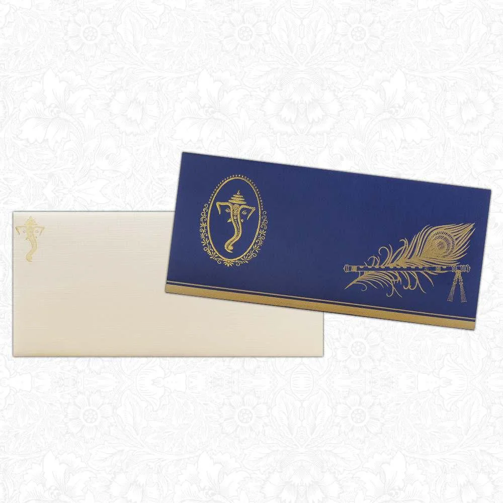 Blue Peacock Feather With Ganesha Design-KNK2084