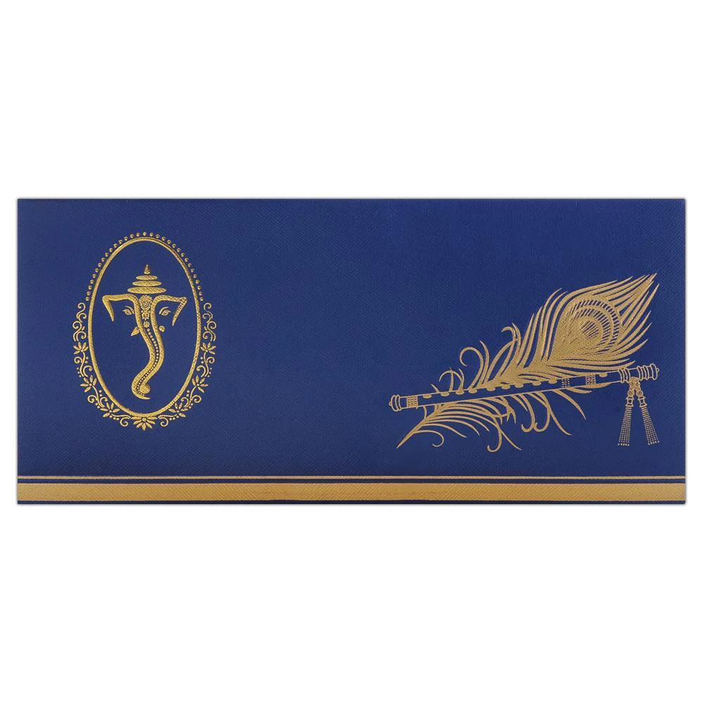 Blue Peacock Feather With Ganesha Design-KNK2084 - Image 2