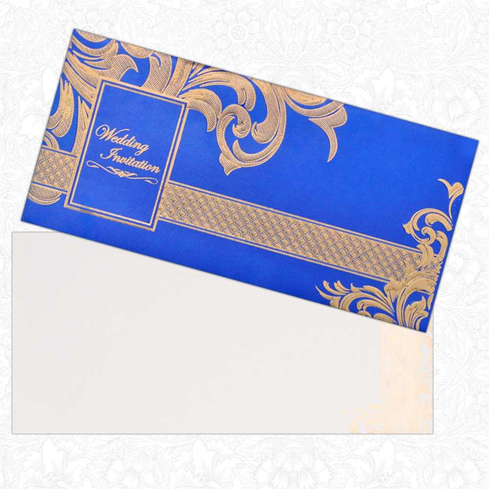 Blue Gold Floral Invitation-KNK2289
