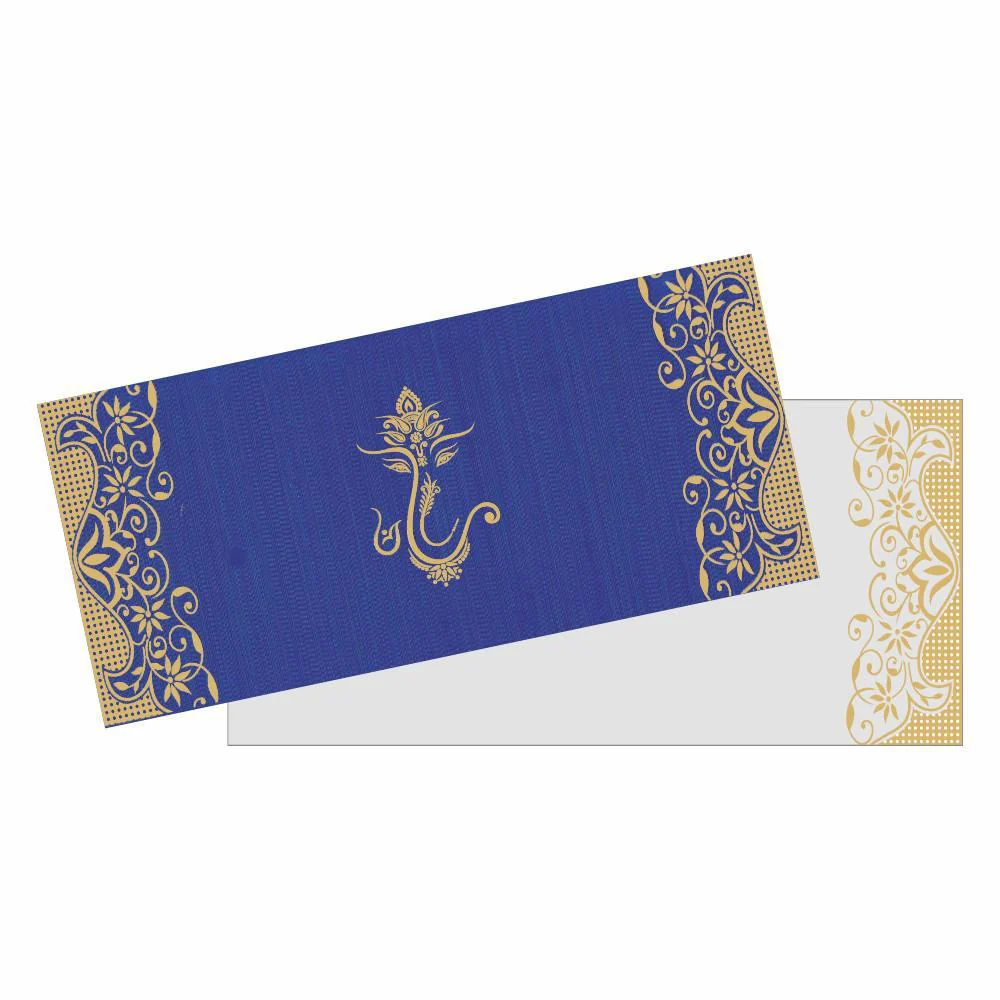 Blue Ganesha Invitaton With Gold Design-KNK4747 - Image 2