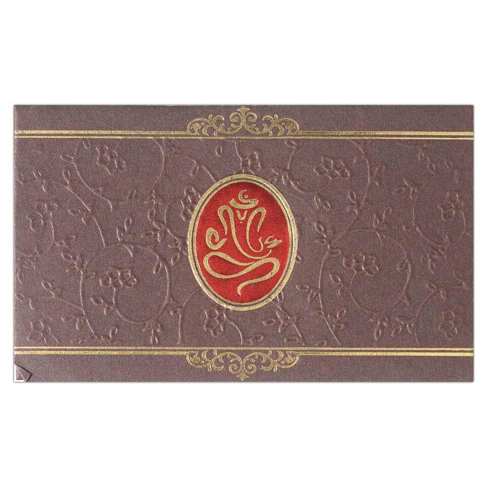 Invitation Card - Devout Golden Ganesh Designer Card-KNK3387 - Image 2