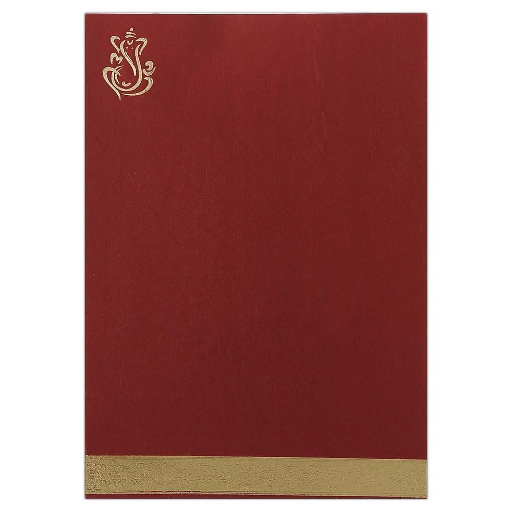 Invitation Card Elegant Maroon Ganesha Wedding Cards-KNK2389 - Image 2