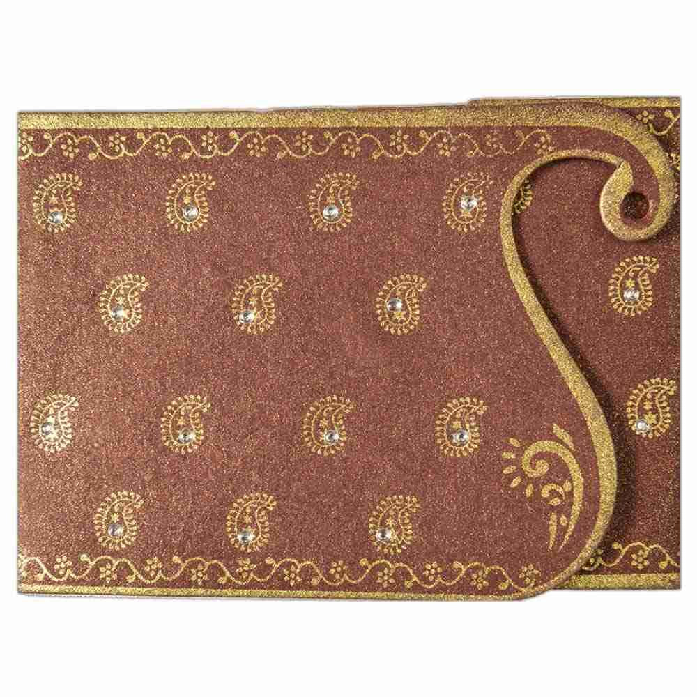 Invitation Card - Ethnic Flavour in Metallic Brown Card-KNK4111 - Image 2