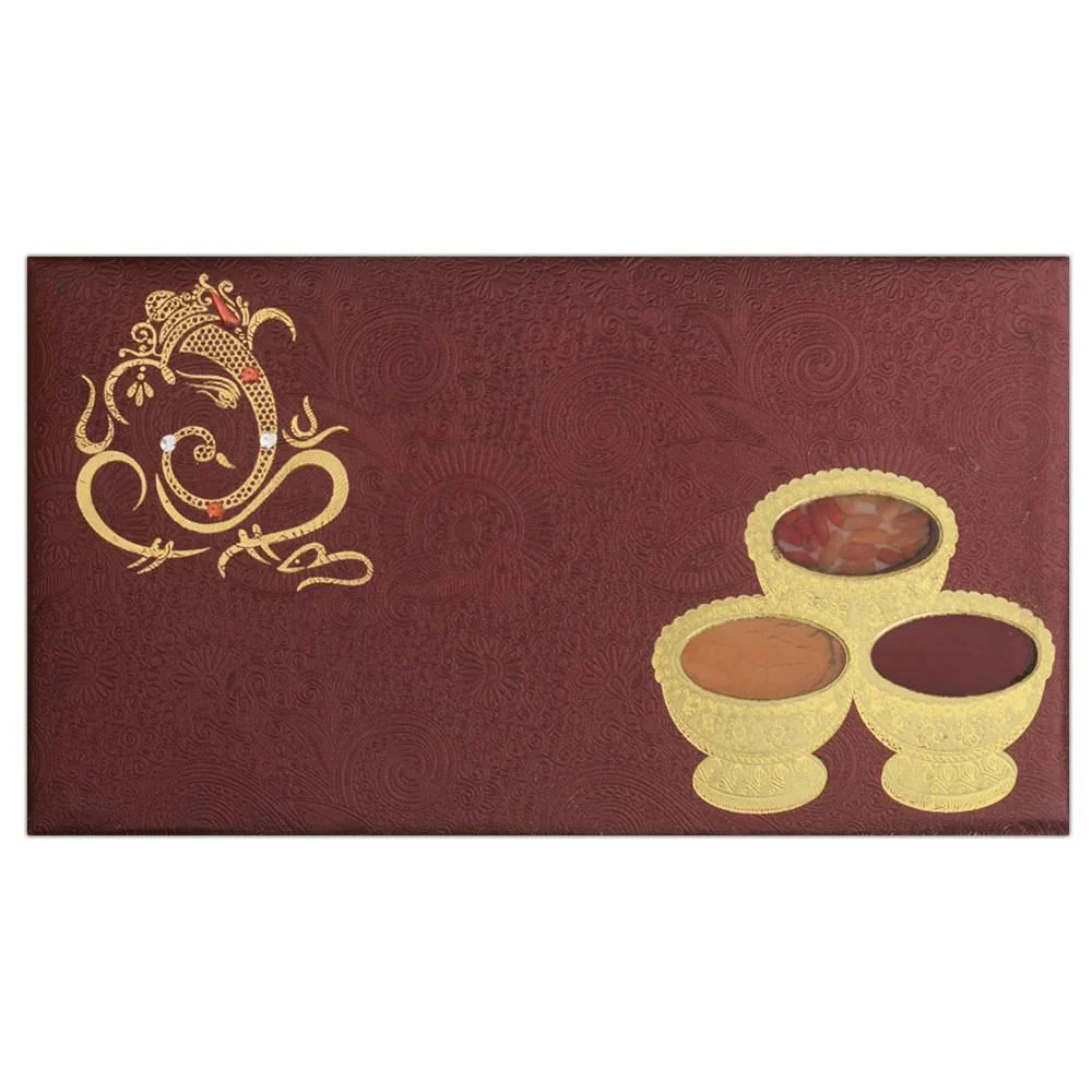 Invitation Card - Evergreen Maroon Personal Wedding Card-KNK2711 - Image 2