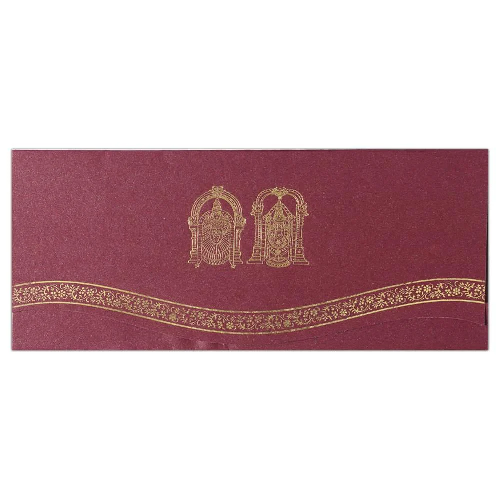 Invitation Card - Gold Foil Balaji Wedding Kraft Card-KNK1284 - Image 2