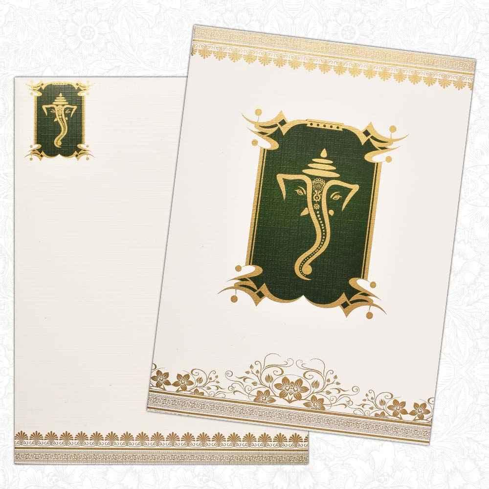 Invitation Card - Golden Ganesha Swarup All-Ceremony Invitation Card-KNK4836