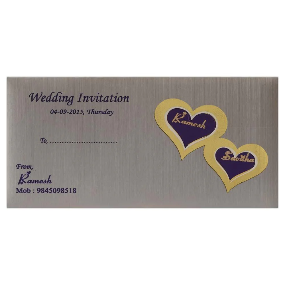 Invitation Card - Golden Hearts Invitation card-KNK3075 - Image 3
