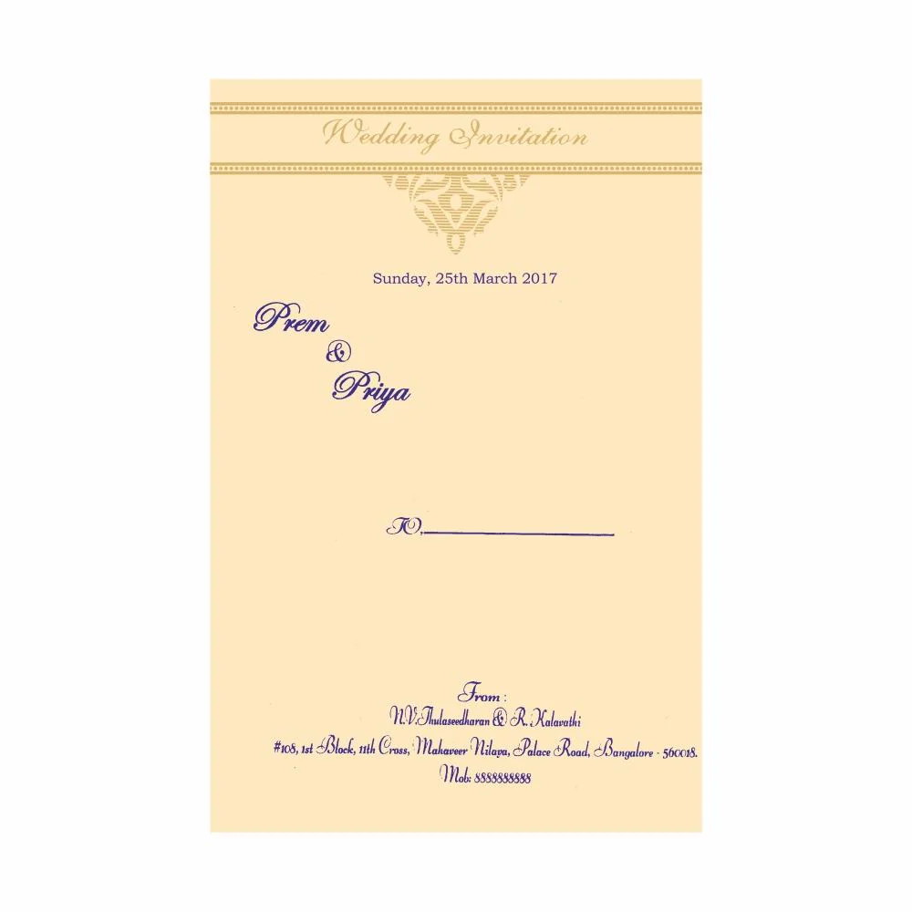 Blue Wedding Invitation Card-Knk1897 - Image 4
