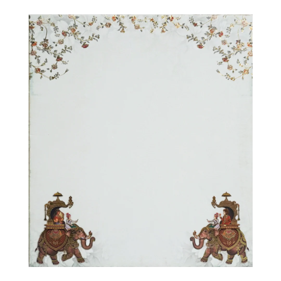 Peach Cream Elephant Padded Wedding Card-KAC05630 - Image 3