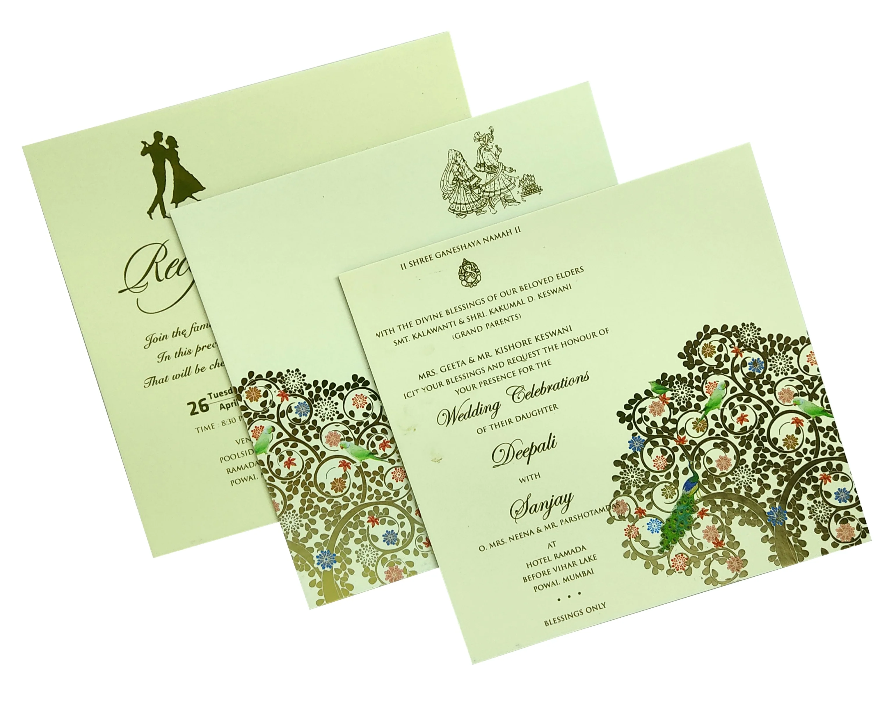 Beige Floral Padded Invitation Card-KBM04410 - Image 5