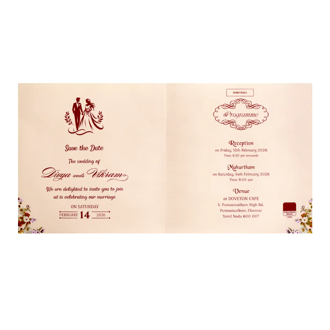 Pink Offset Simple Floral Invitation Card-KNBY5403 - Image 5