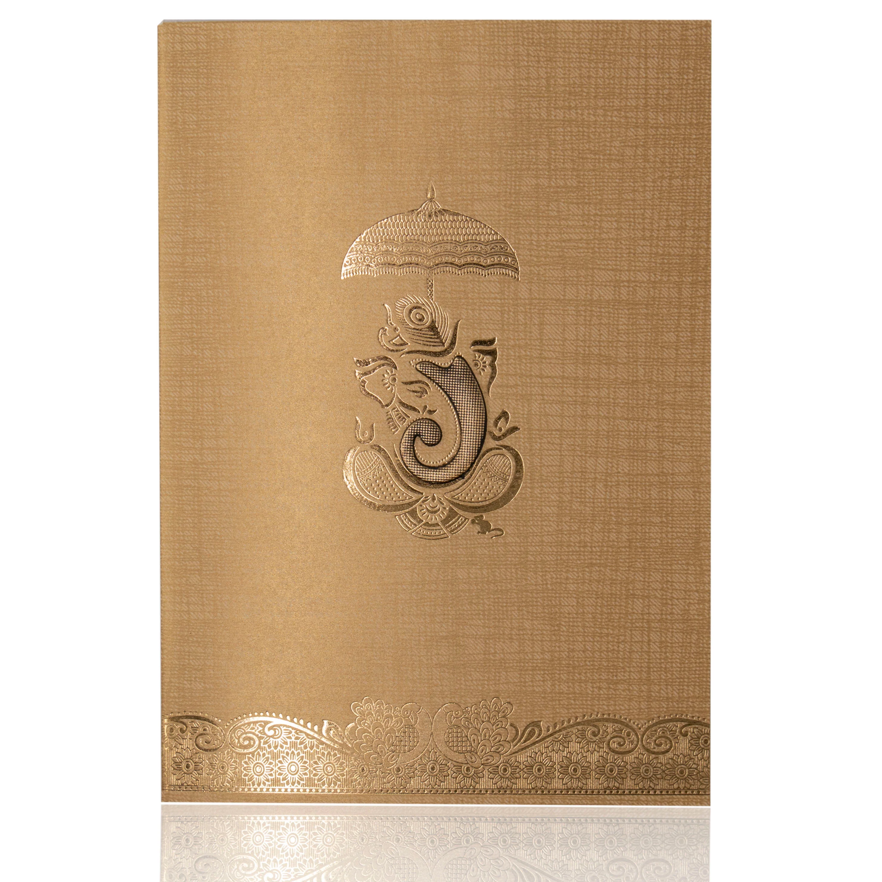 Brown Gold Metallic Invitation Card With A Floral Touch-KNCM25NG - Image 3