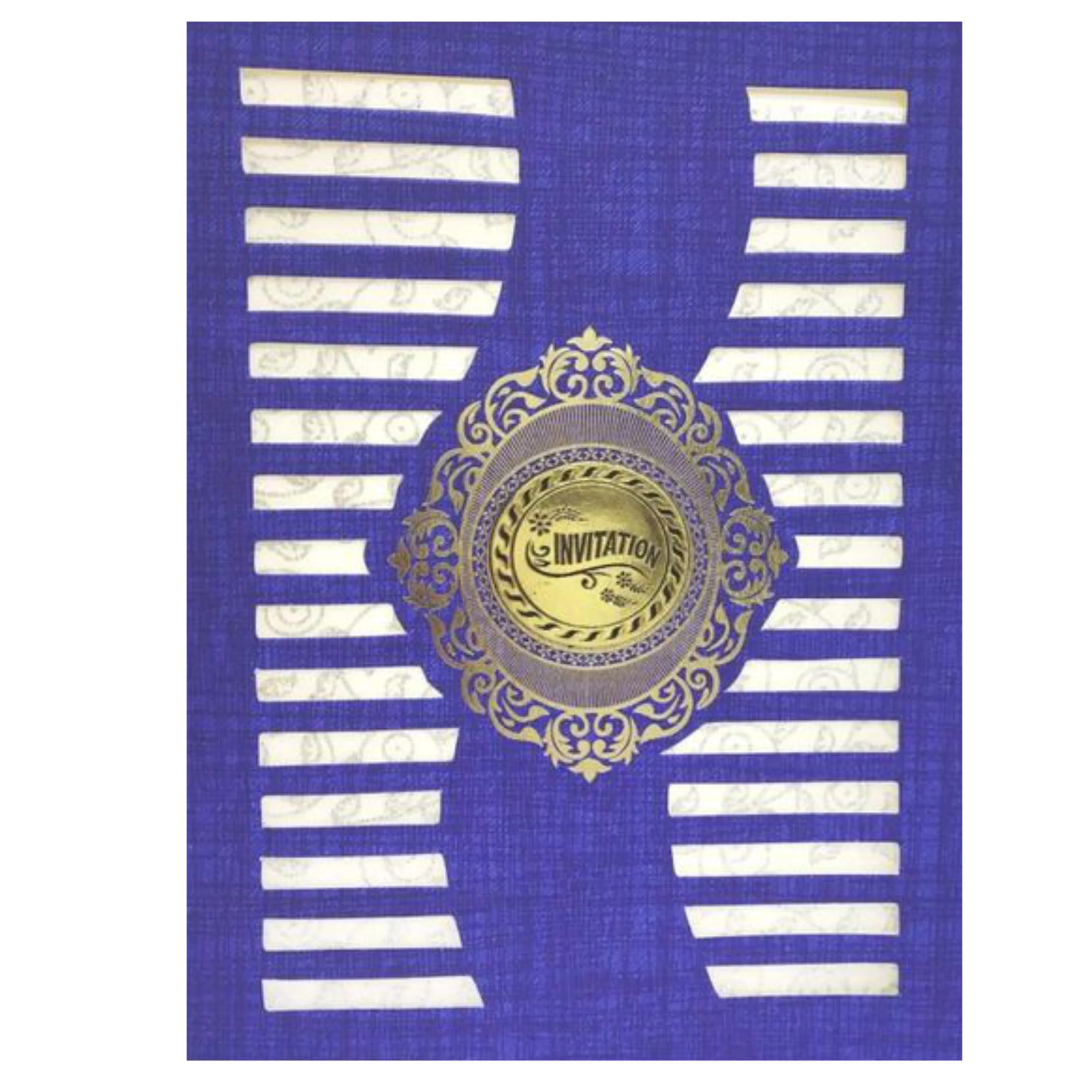 Blue Laser Cut Design Invitation Card-Kncm802b - Image 3