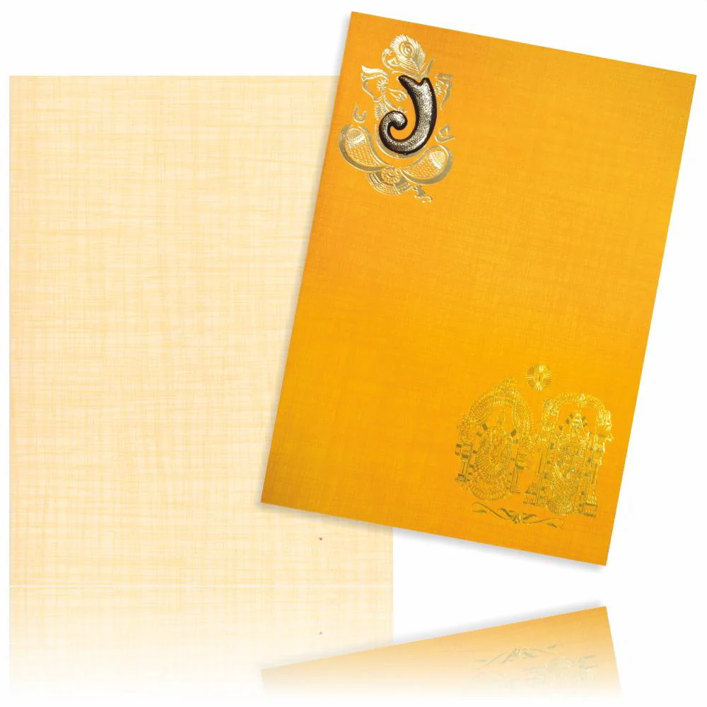 Orange Classic Paper Print Balaji And Padmavathi Hindu Wedding Cards-KNCM810O - Image 2