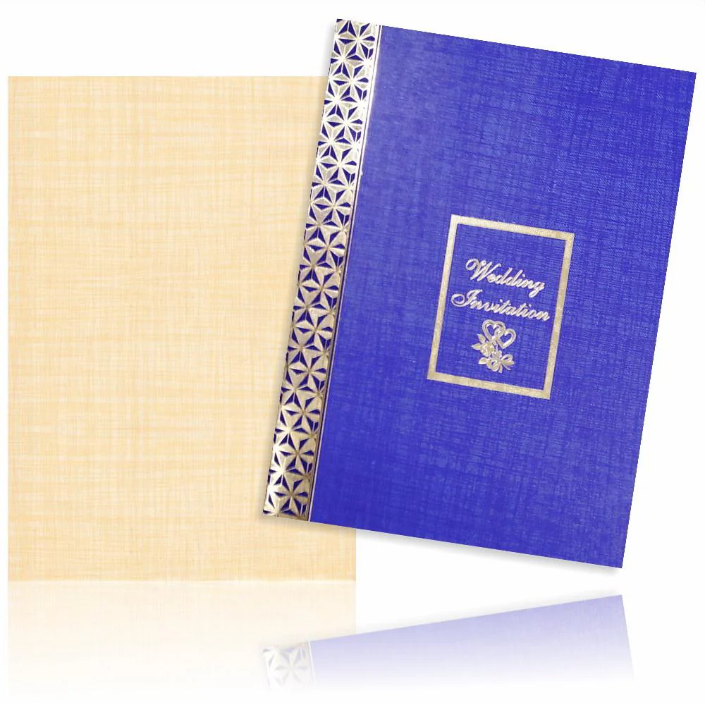 Blue Classic Paper Print Invitation Card With Message Box-KNCP813B - Image 2