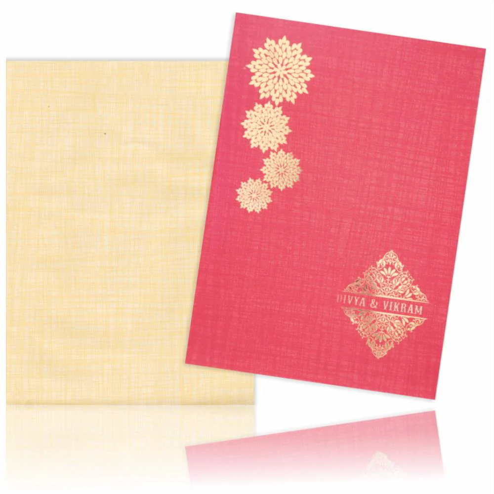 Red gold foiling flower invitation card-KNCP815R - Image 2