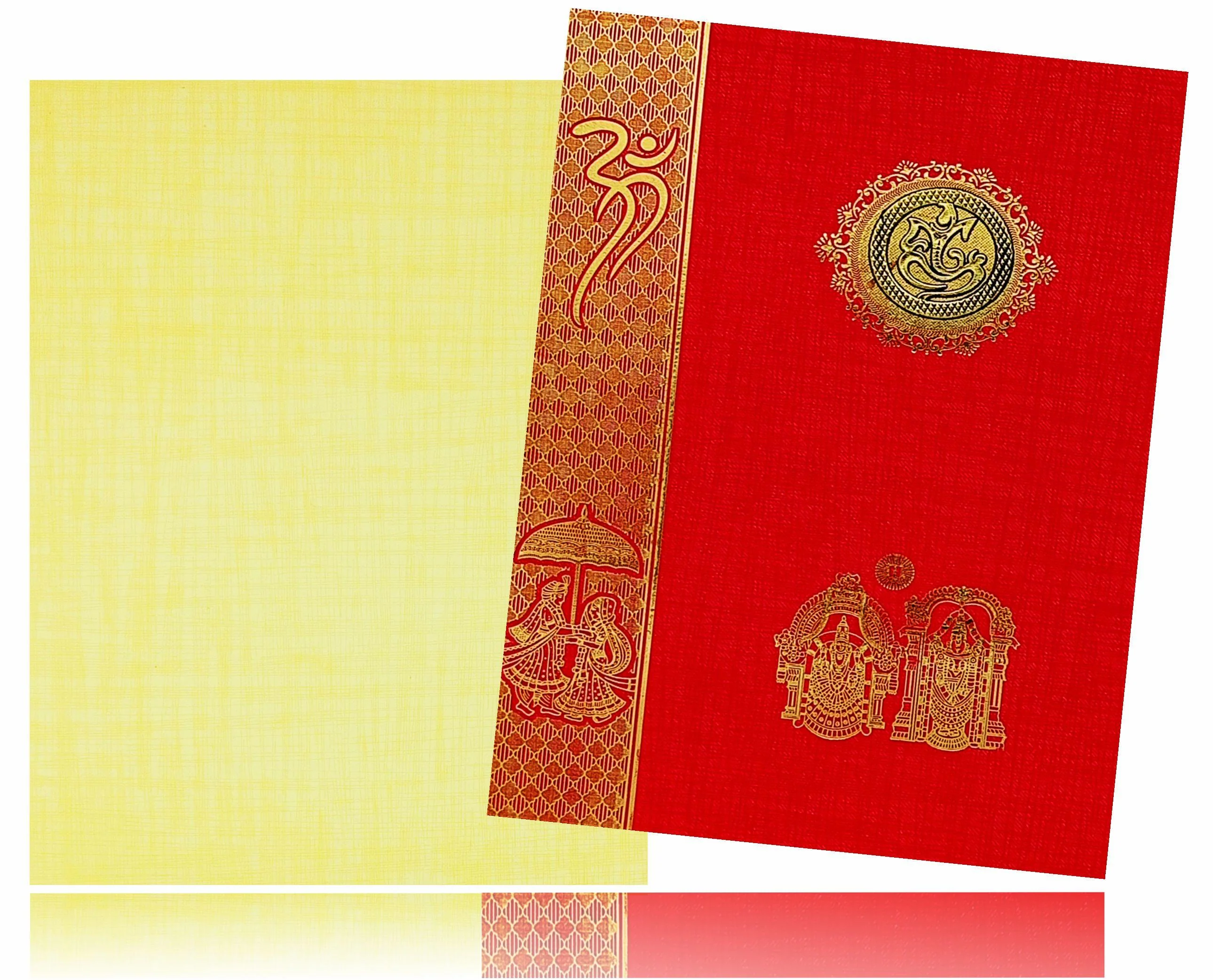 Red Classic Paper Print Balaji And Padmavathi Wedding Cards-KNCP817R - Image 2