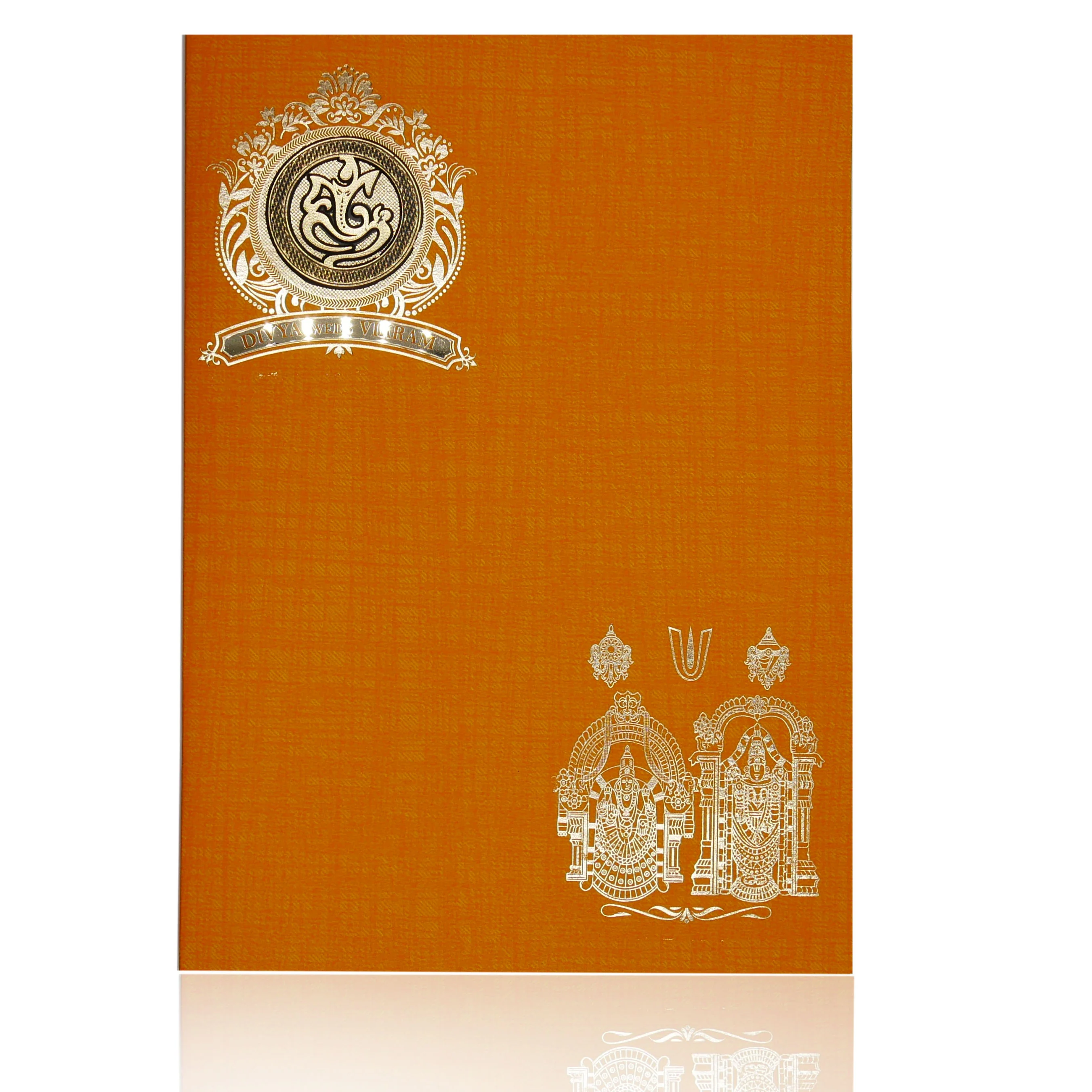 Orange Classic Paper Print Balaji And Padmavathi Hindu Invitation Cards-KNCP823O - Image 3