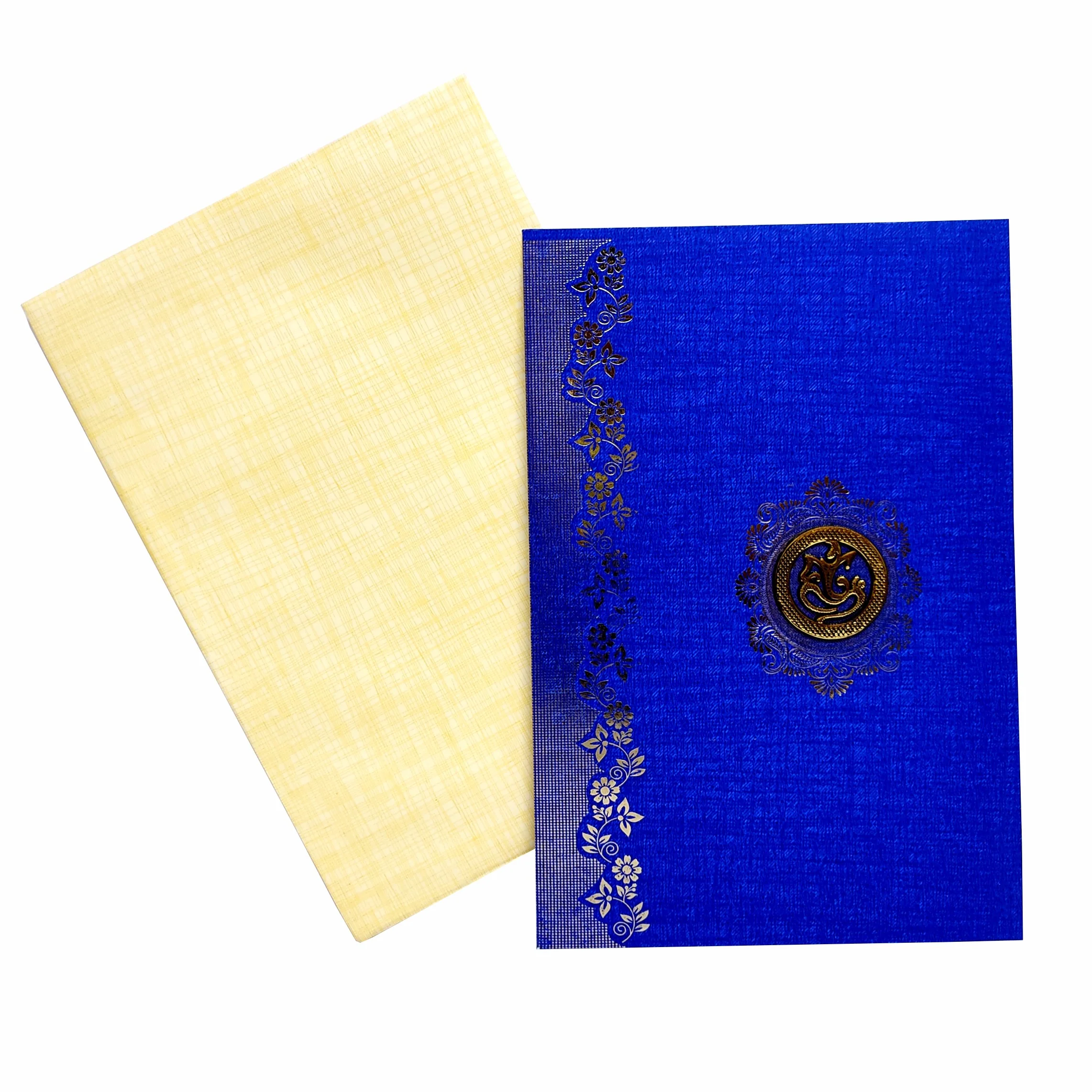 Blue Classic Paper Colour With Gold Foiling Floral Print Design-KNCPC606L - Image 2