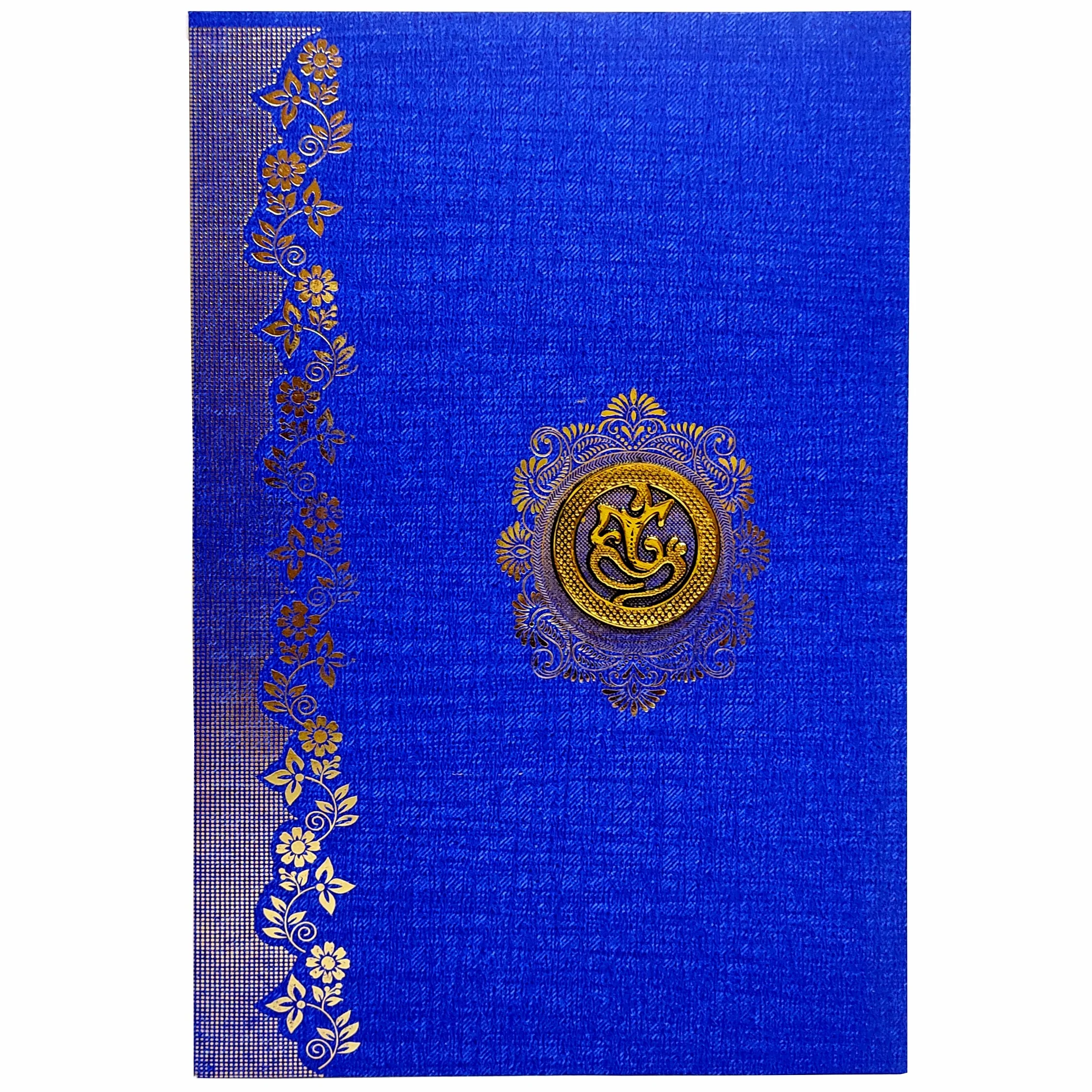 Blue Classic Paper Colour With Gold Foiling Floral Print Design-KNCPC606L - Image 3