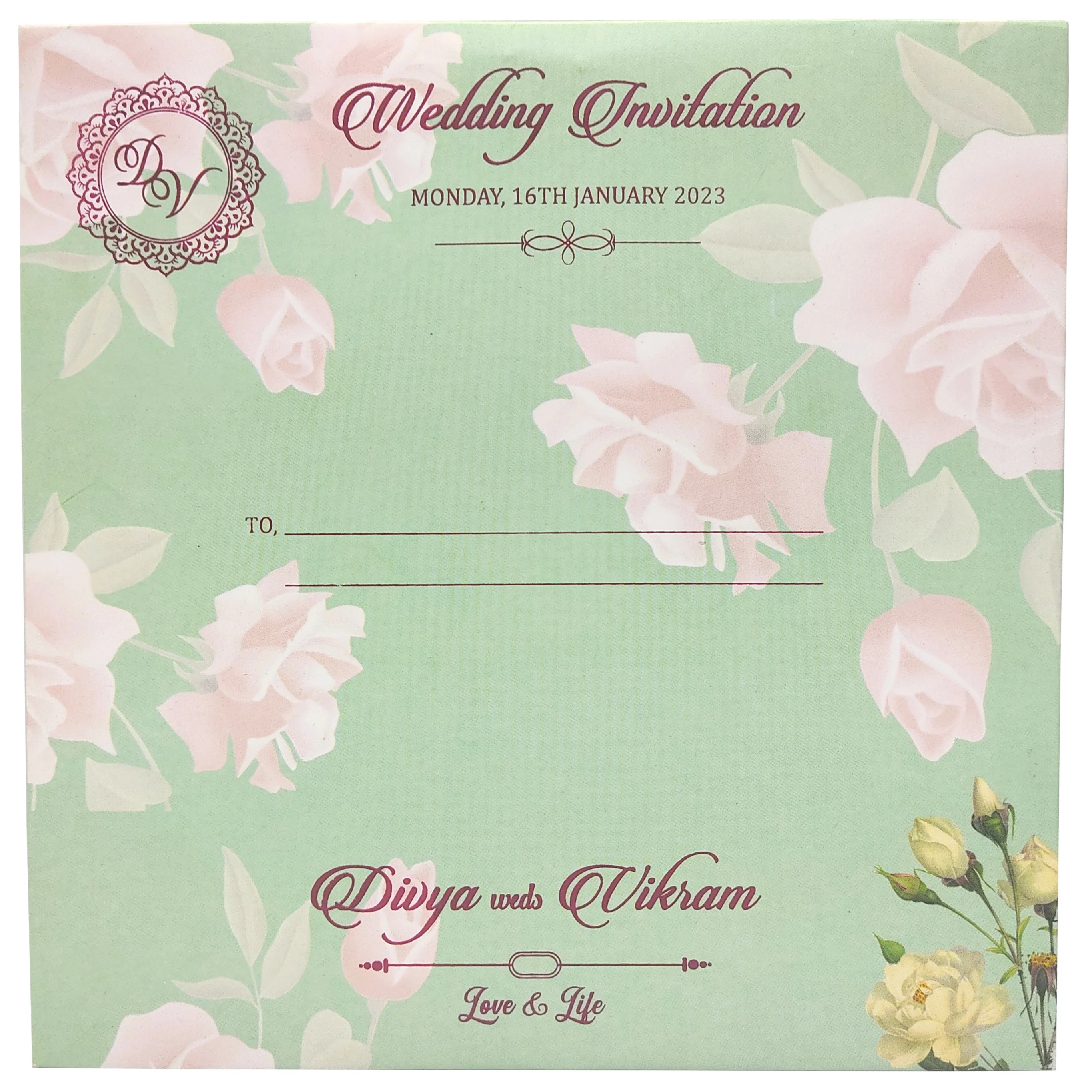 Pastel Green Invitation Card-KNCY4601G - Image 4