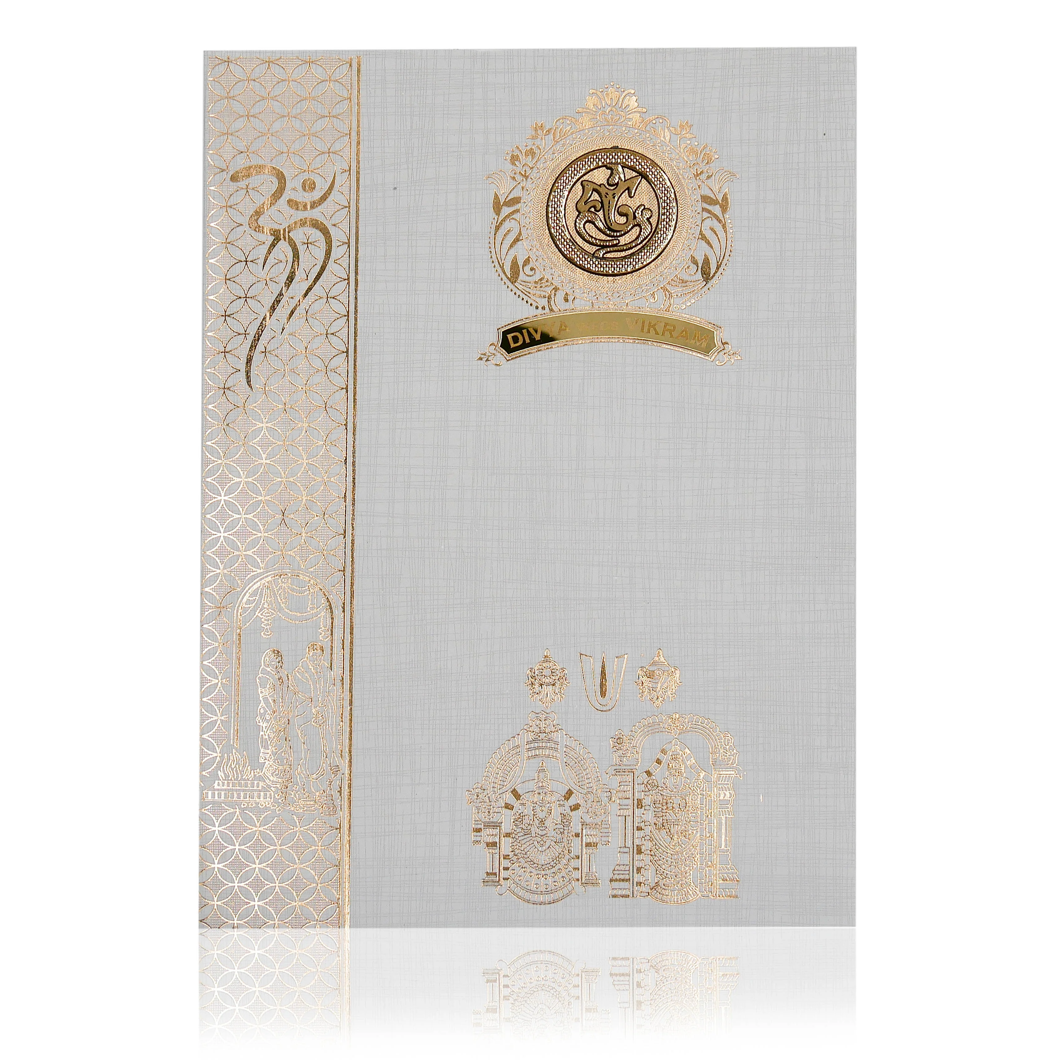 Grey Metallic Invitation Card-KNK1009GP - Image 3