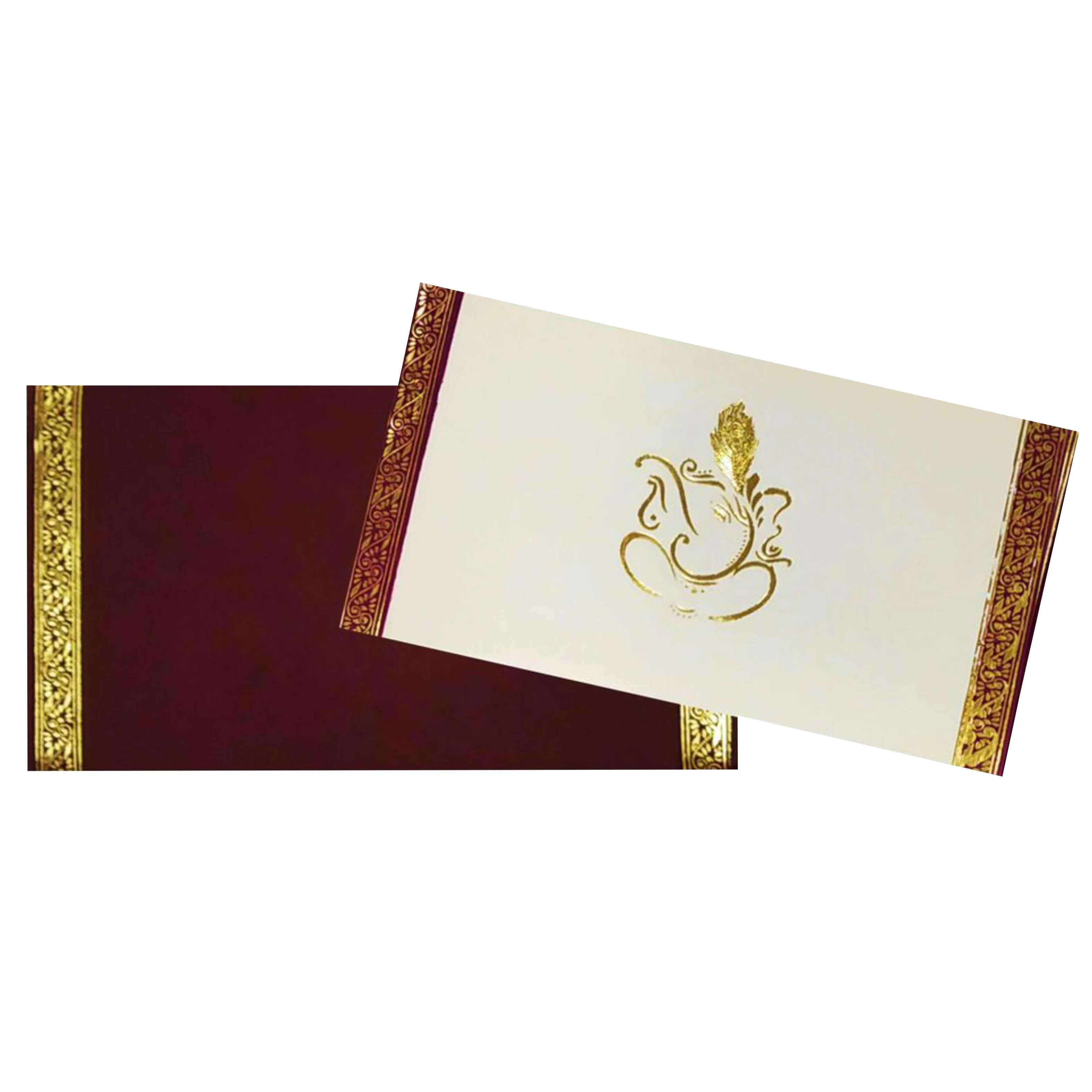 White Ganesha Invitation Card-KNK116GB - Image 2