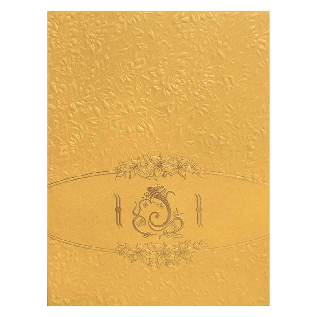 Golden Shimmery Ganesha Wedding Card-KNK2293 - Image 3