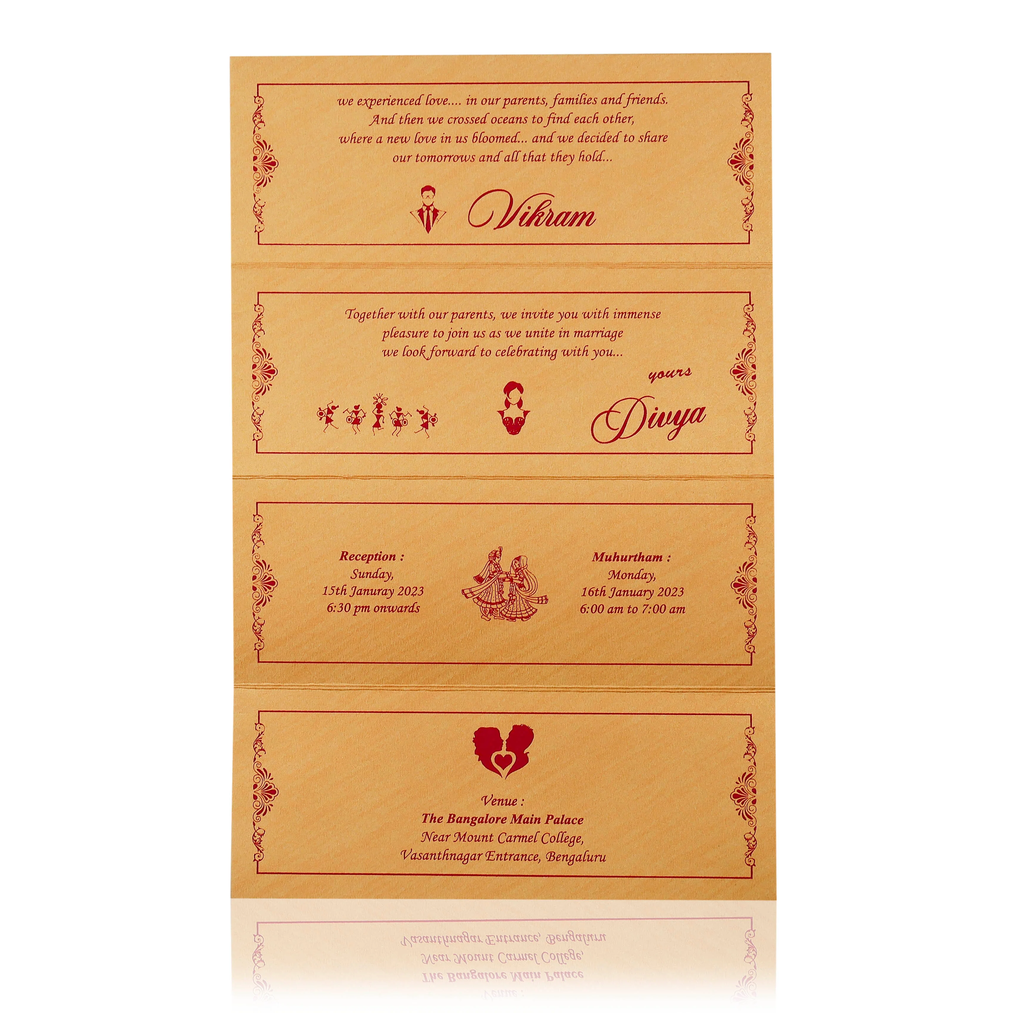 Gold Three Fold Invitation Card-KNK3080G - Image 3