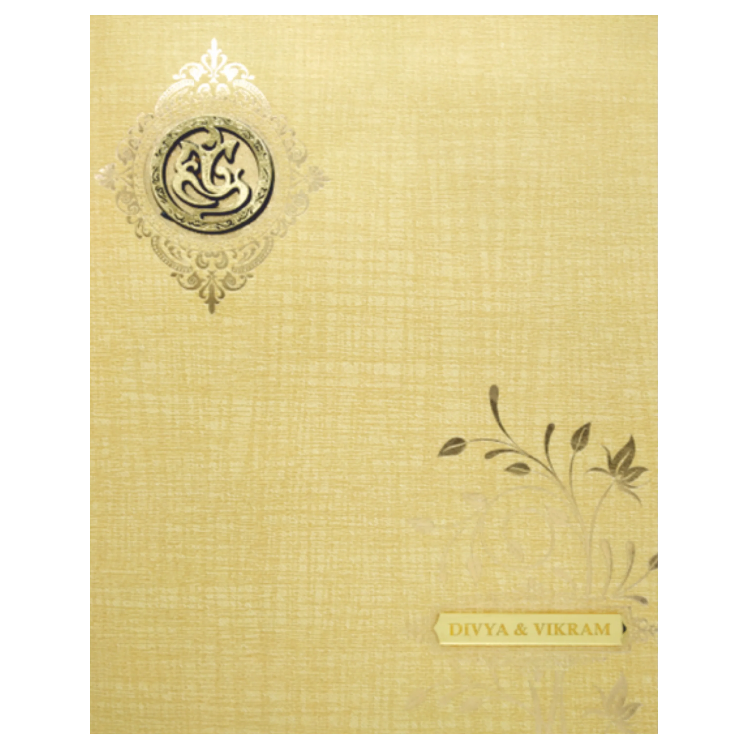 Brown Gold Jumbo Metallic Floral Print In Gold Foiling-KNK50260 - Image 3