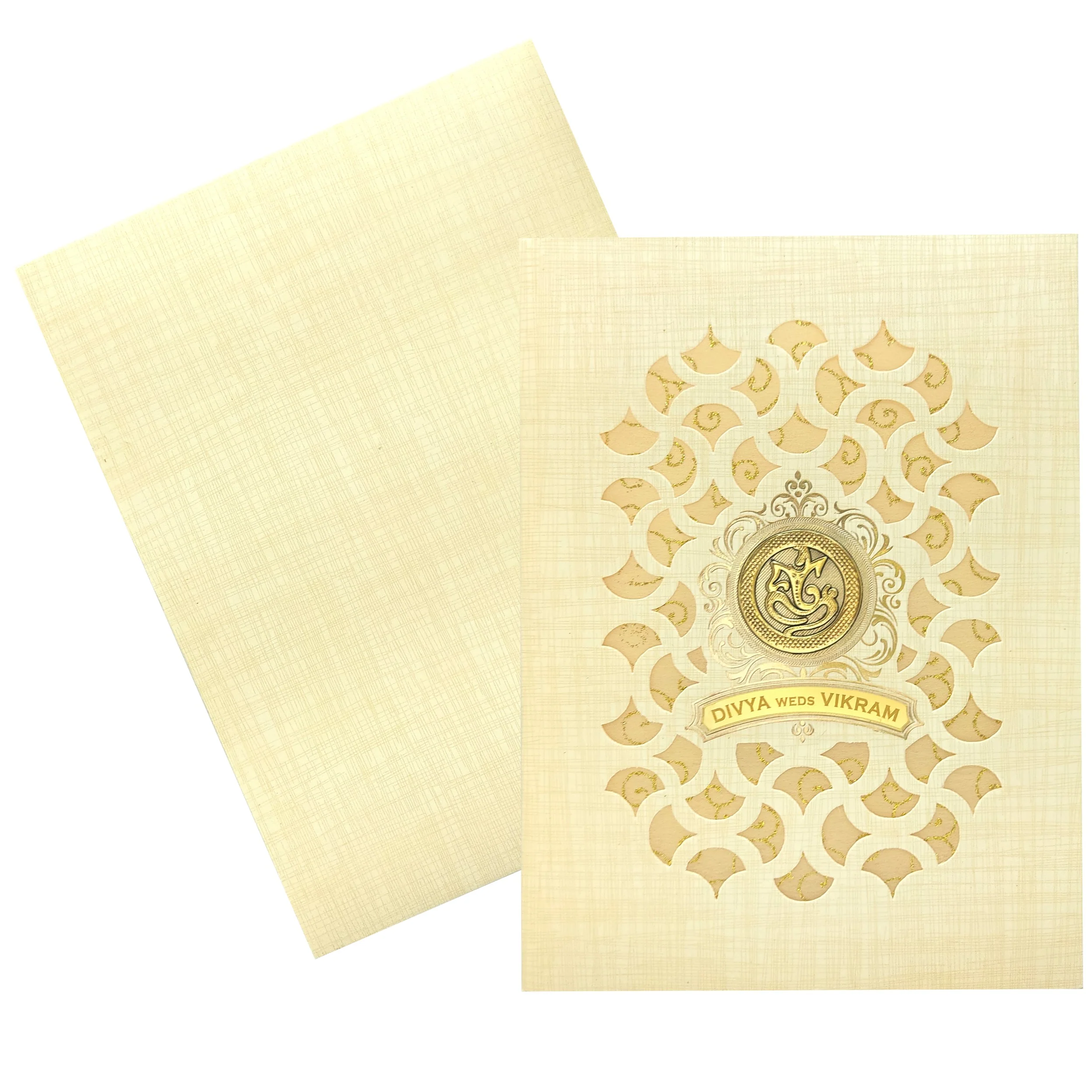 Sandal Metallic Royal Die Cut With Wolly Foil Invitation-KNK7037S - Image 2