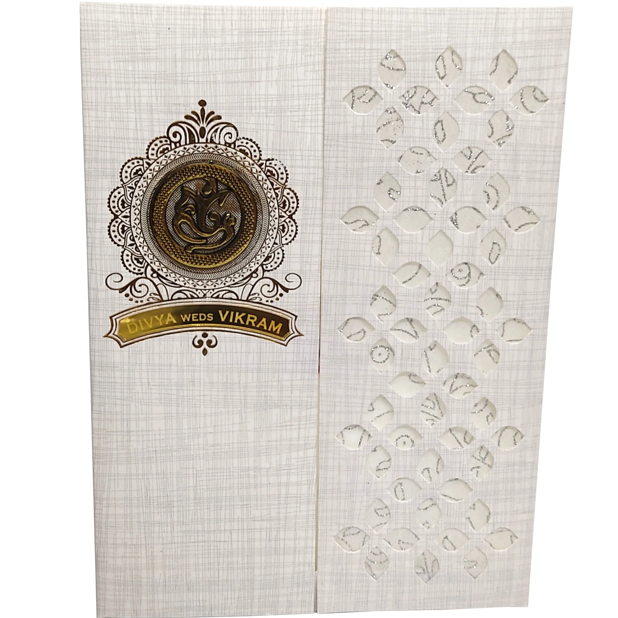 Grey Metallic Door Type Die Cut Invitation Card-KNK7038G - Image 3