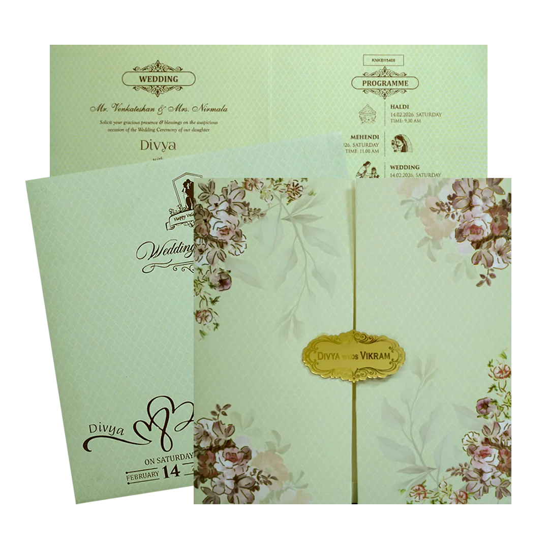 Pista Green Floral Design In Door Opening Pattern-KNKBY5408