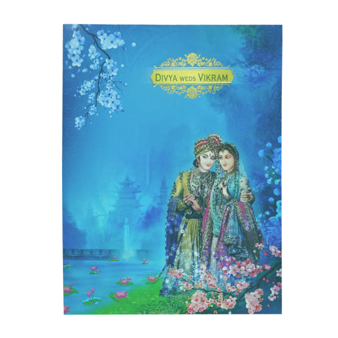 Blue Classic Maharaja And Maharani Offset Print-KNKC4039 - Image 3