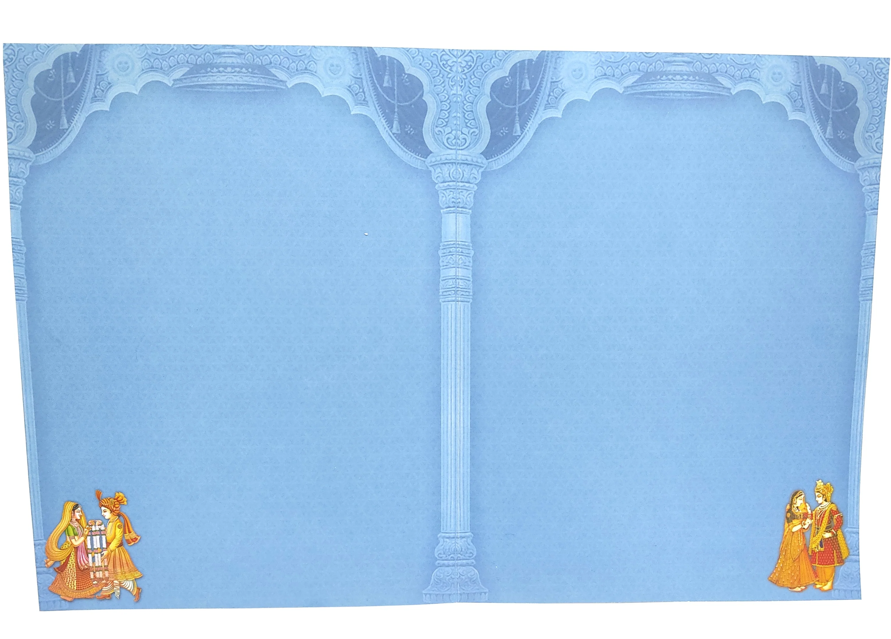 Blue Raja Rani Jumbo Size Wedding Card With Palace And Name Plate-KNKJ1088 - Image 4