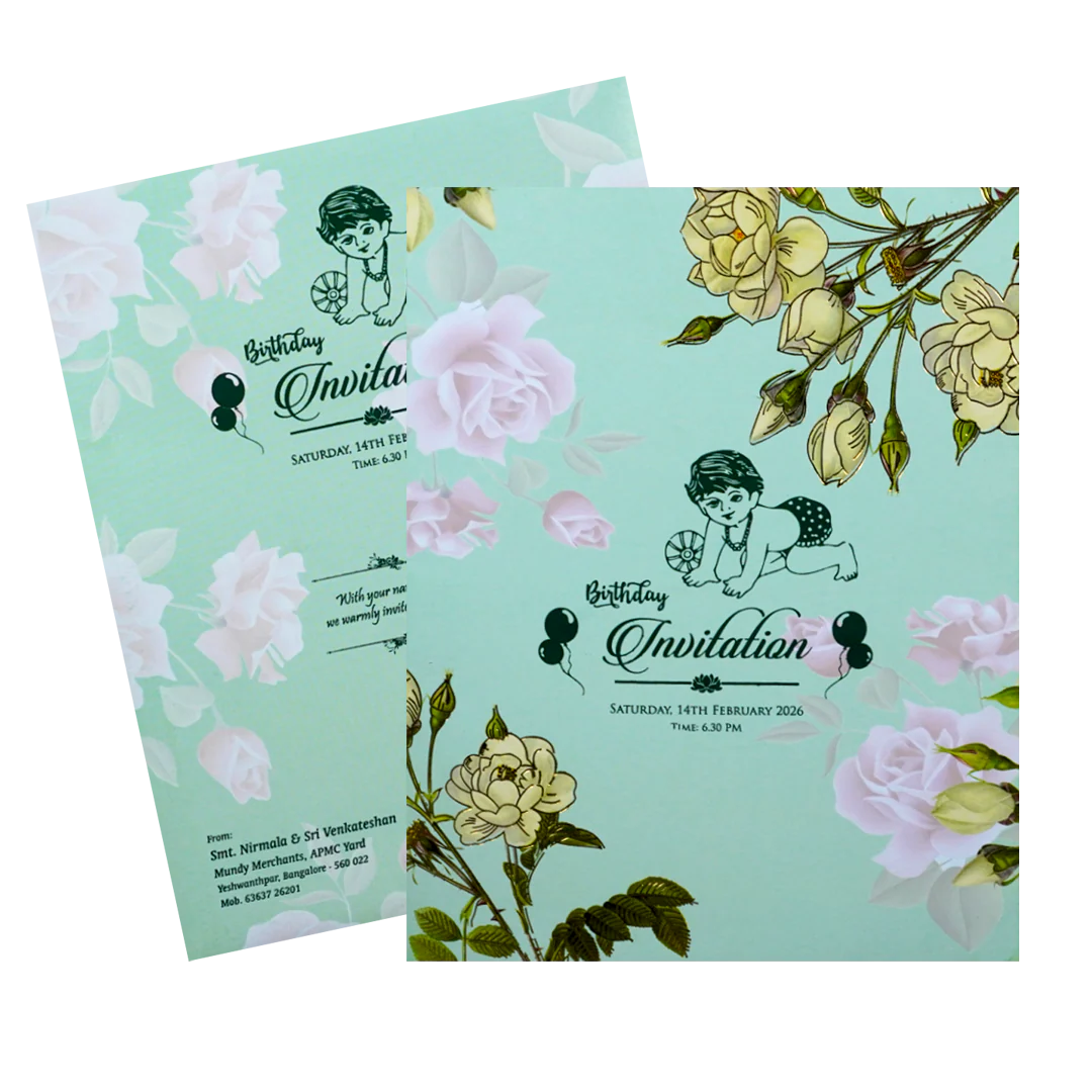 Green Abstract Floret In Jumbo Size With Pink Flowers-KNKJ1090 - Image 2