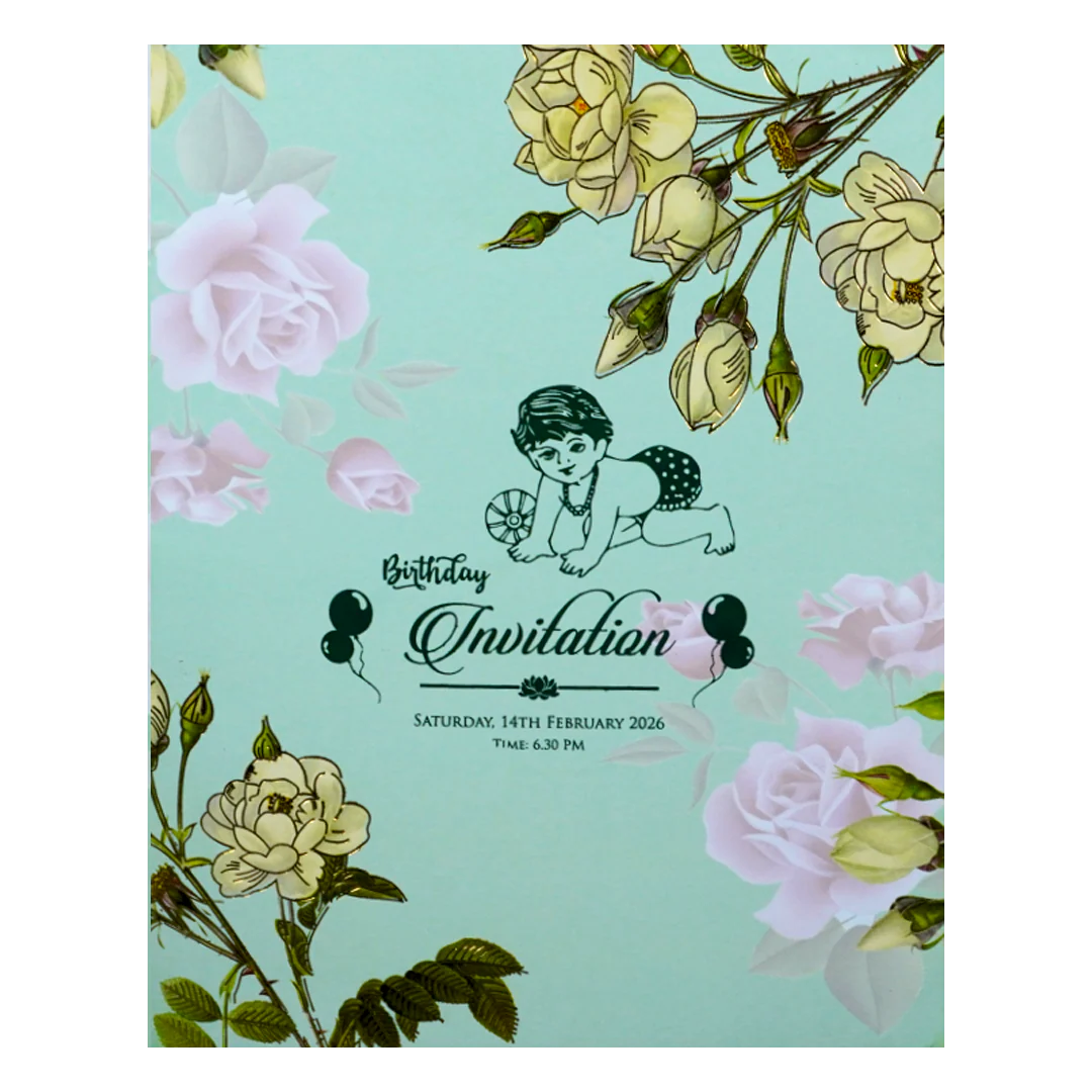 Green Abstract Floret In Jumbo Size With Pink Flowers-KNKJ1090 - Image 3
