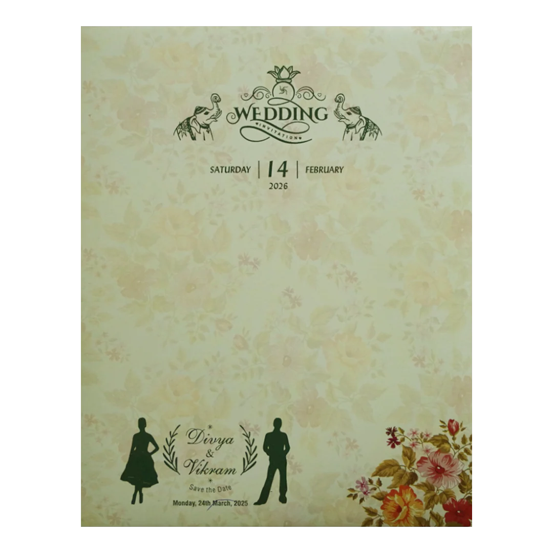 Light Green Jumbo Size Floral Wedding Card In Offset-KNKJ1091 - Image 4