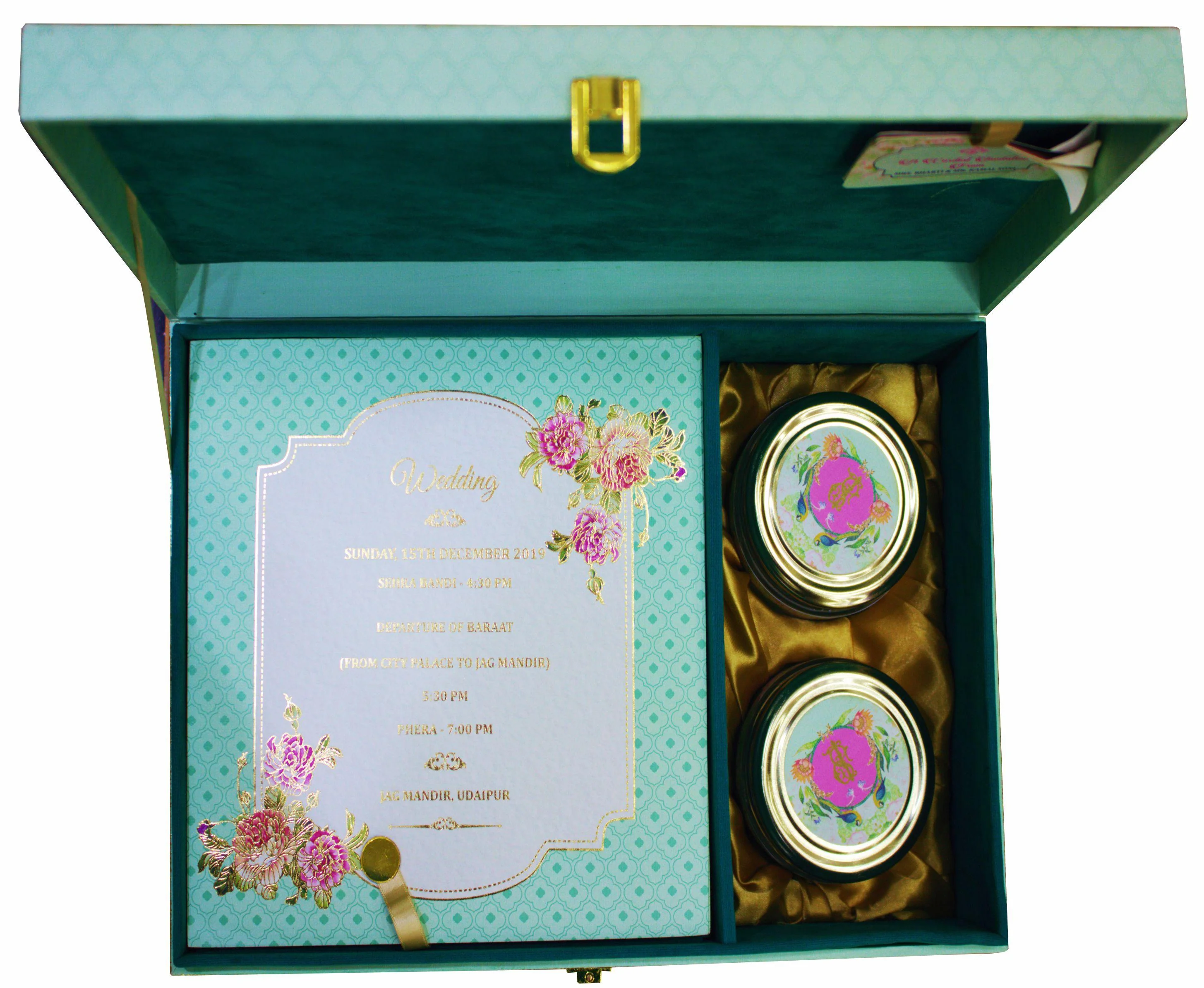Light Green Ultra Premium Parrot Design Wedding Card -KNKUP012 - Image 2
