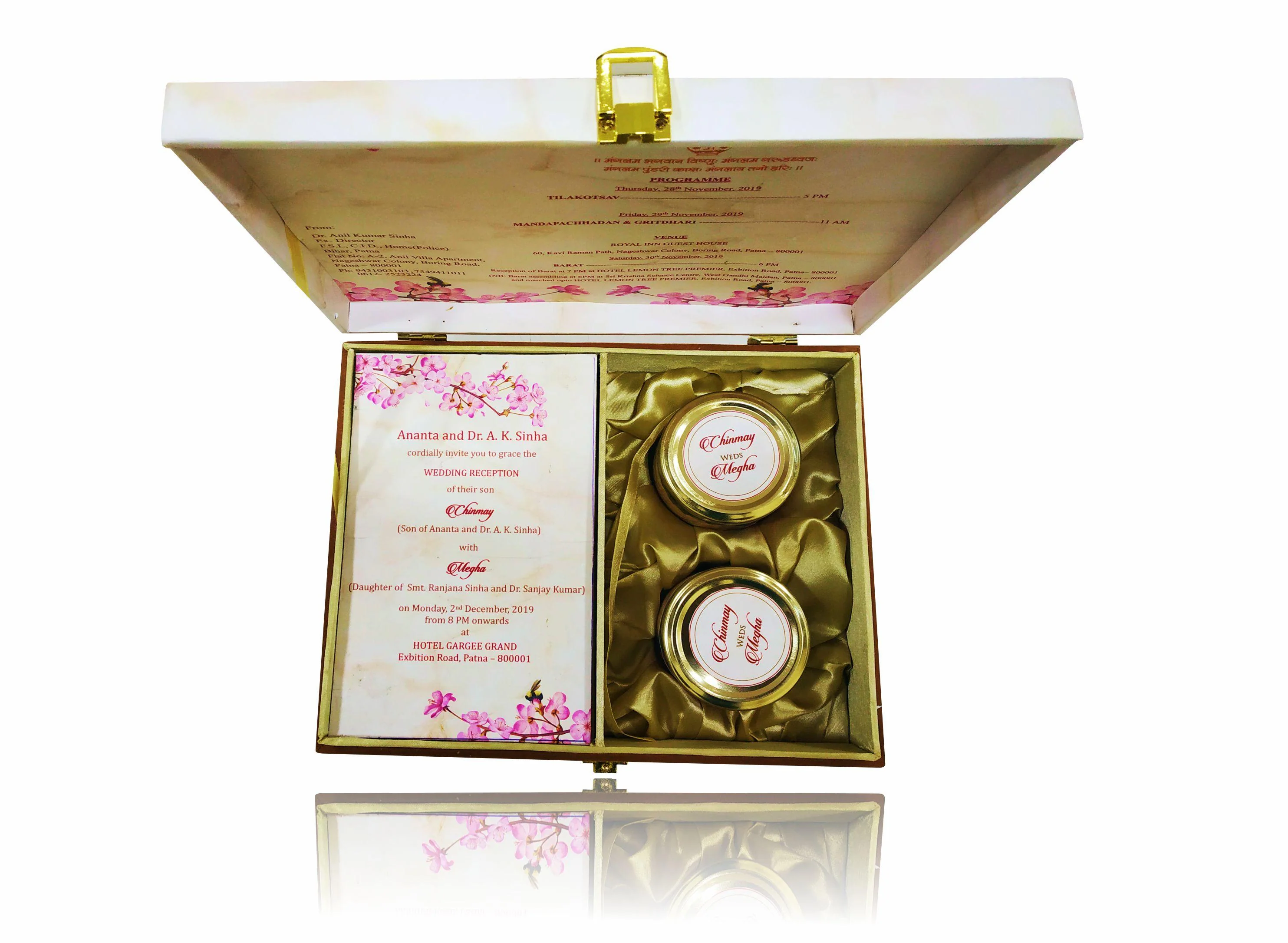 Pink And Brown Velvet Ultra Premium Box Invitation Card-KNKUP027 - Image 2
